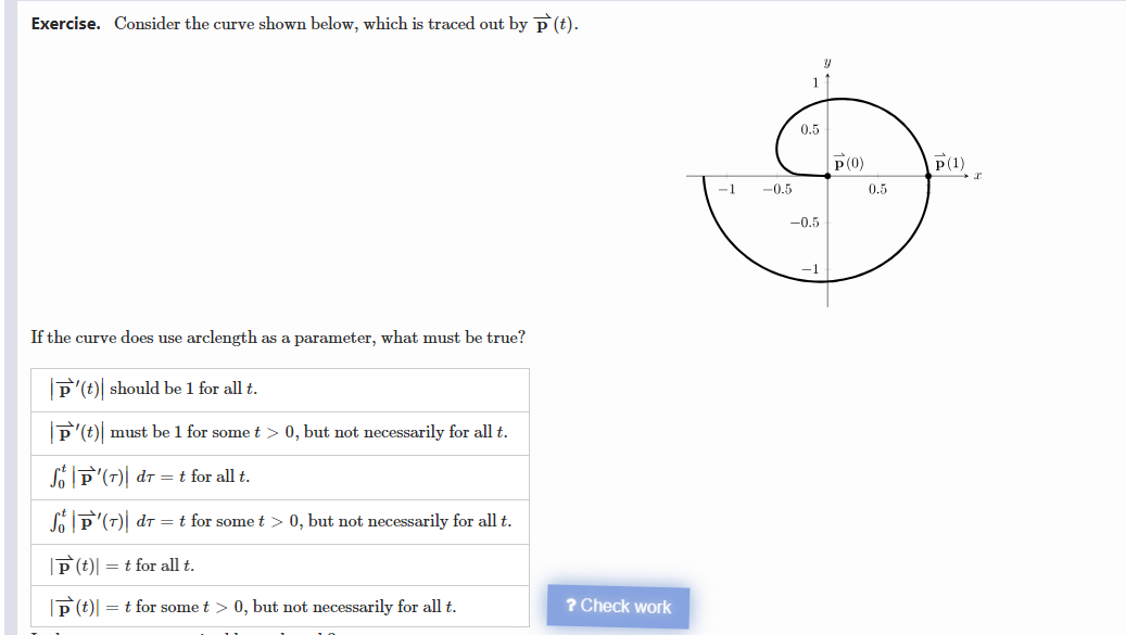  Exercise. Consider the curve shown below, which is traced out by