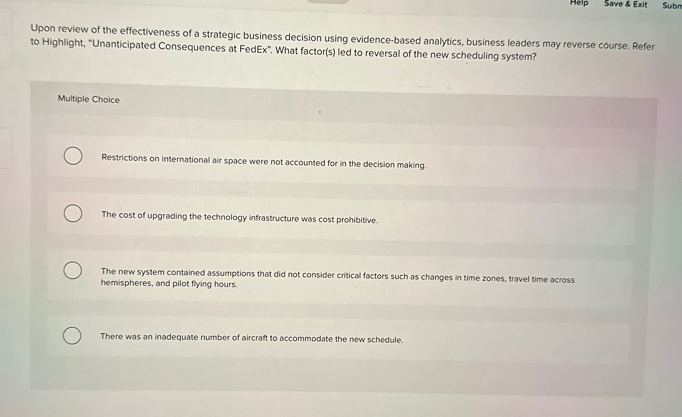  Help Save & Exit Subn Upon review of the effectiveness of
