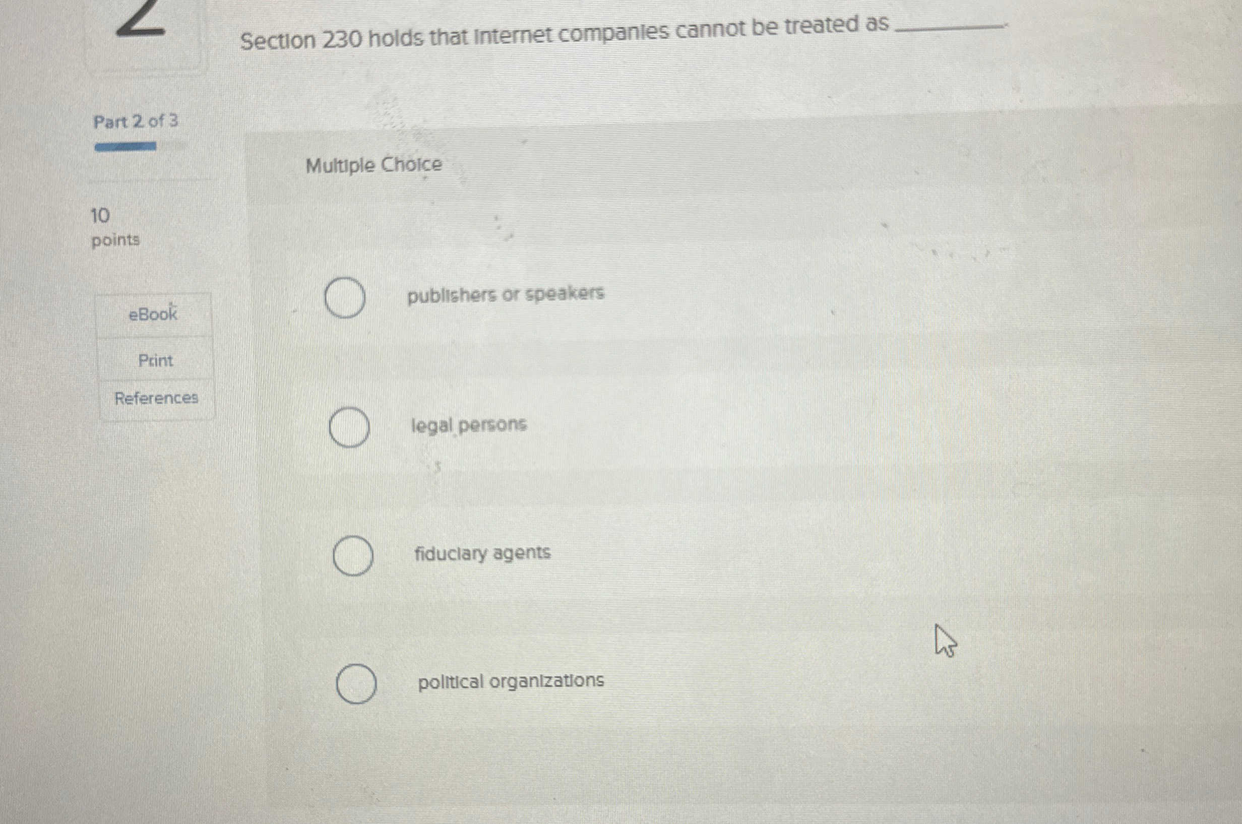  Section 230 holds that internet companles cannot be treated as Part