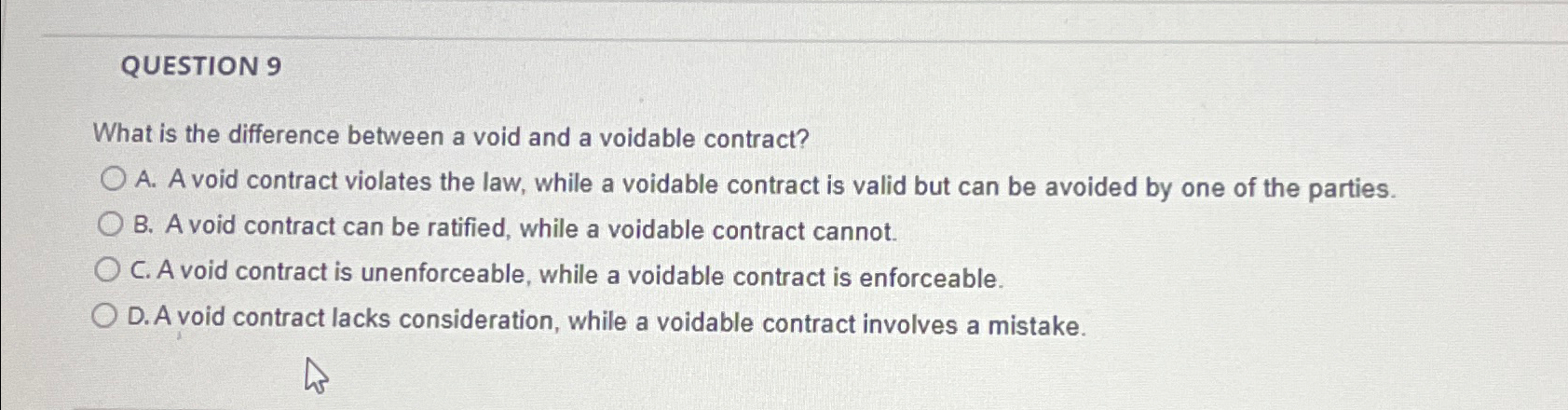  QUESTION 9 What is the difference between a void and a