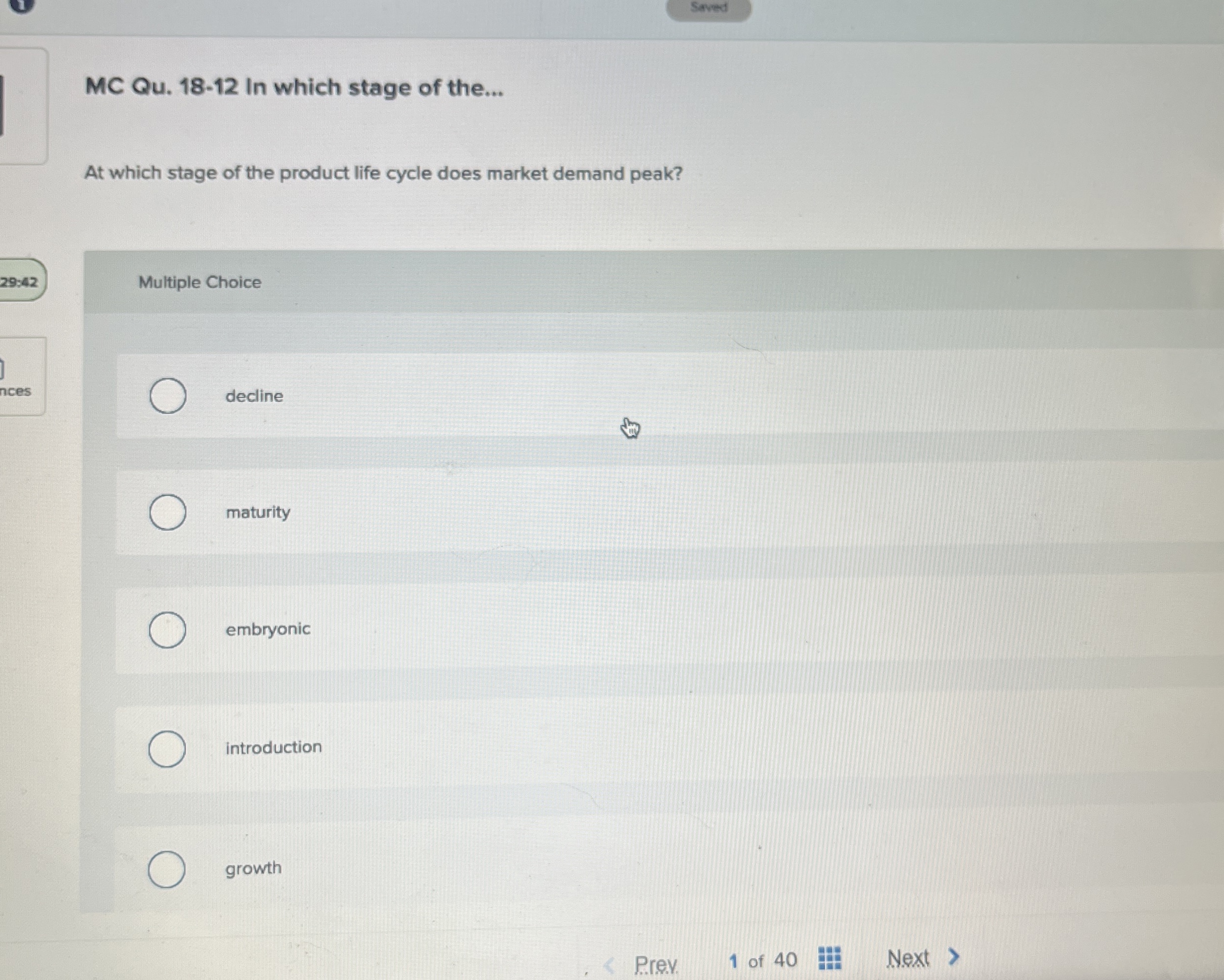  MC Qu.18-12 In which stage of the... At which stage of