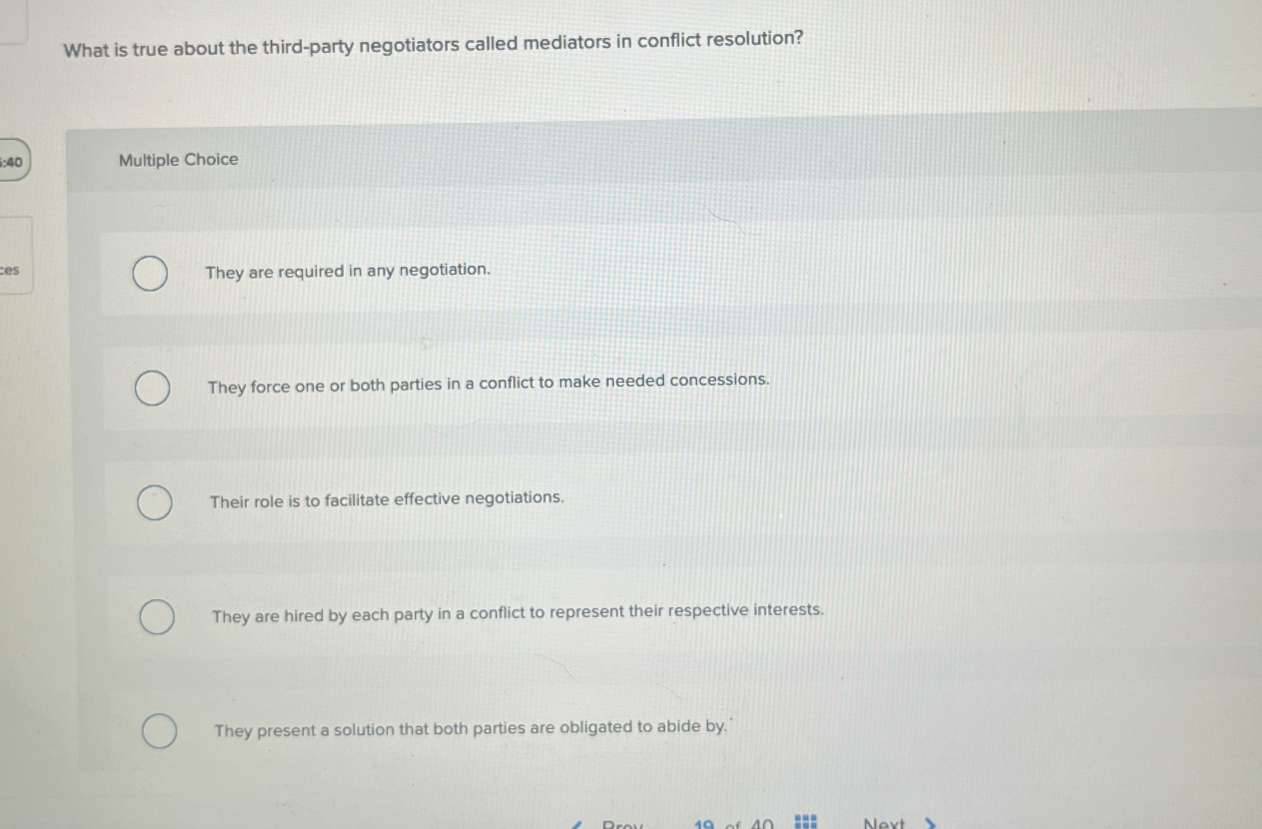  What is true about the third-party negotiators called mediators in conflict