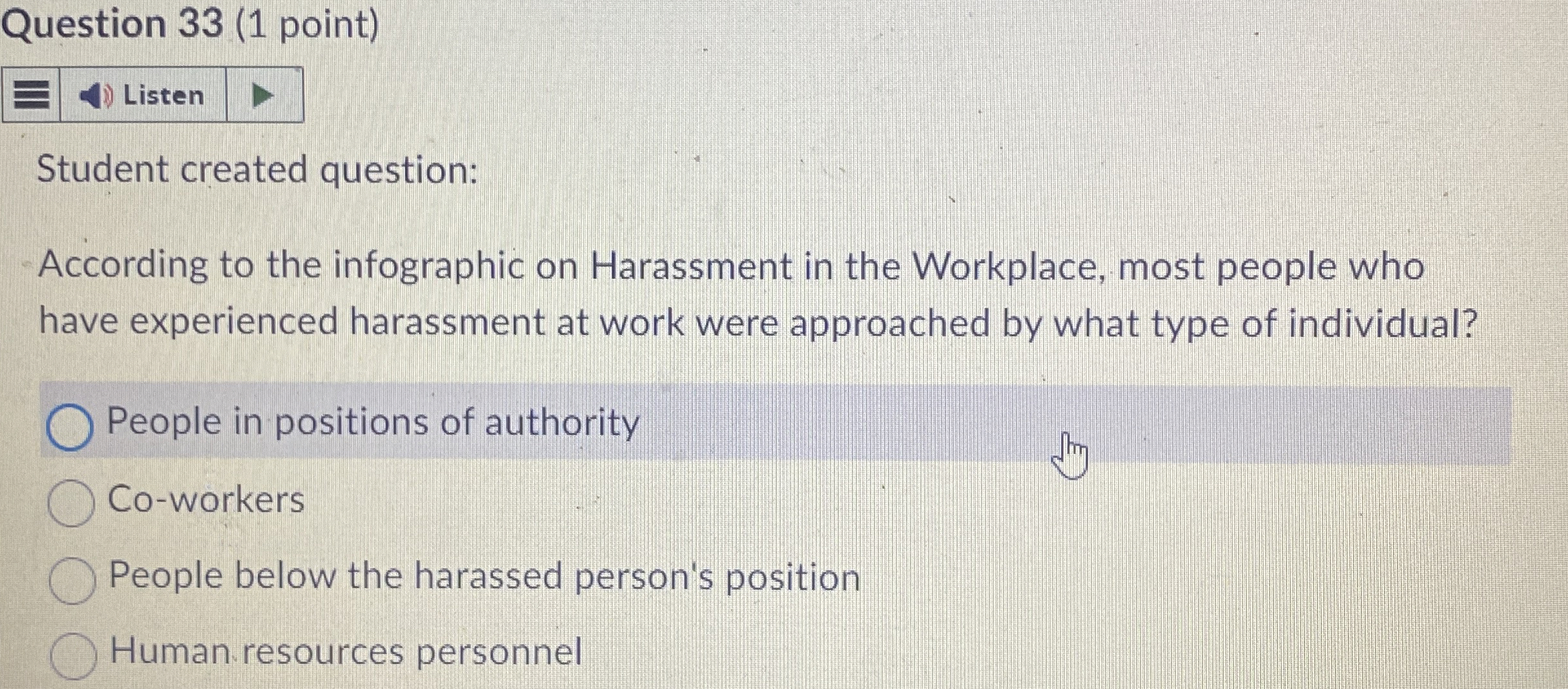  Question 33(1 point) Student created question: According to the infographic on