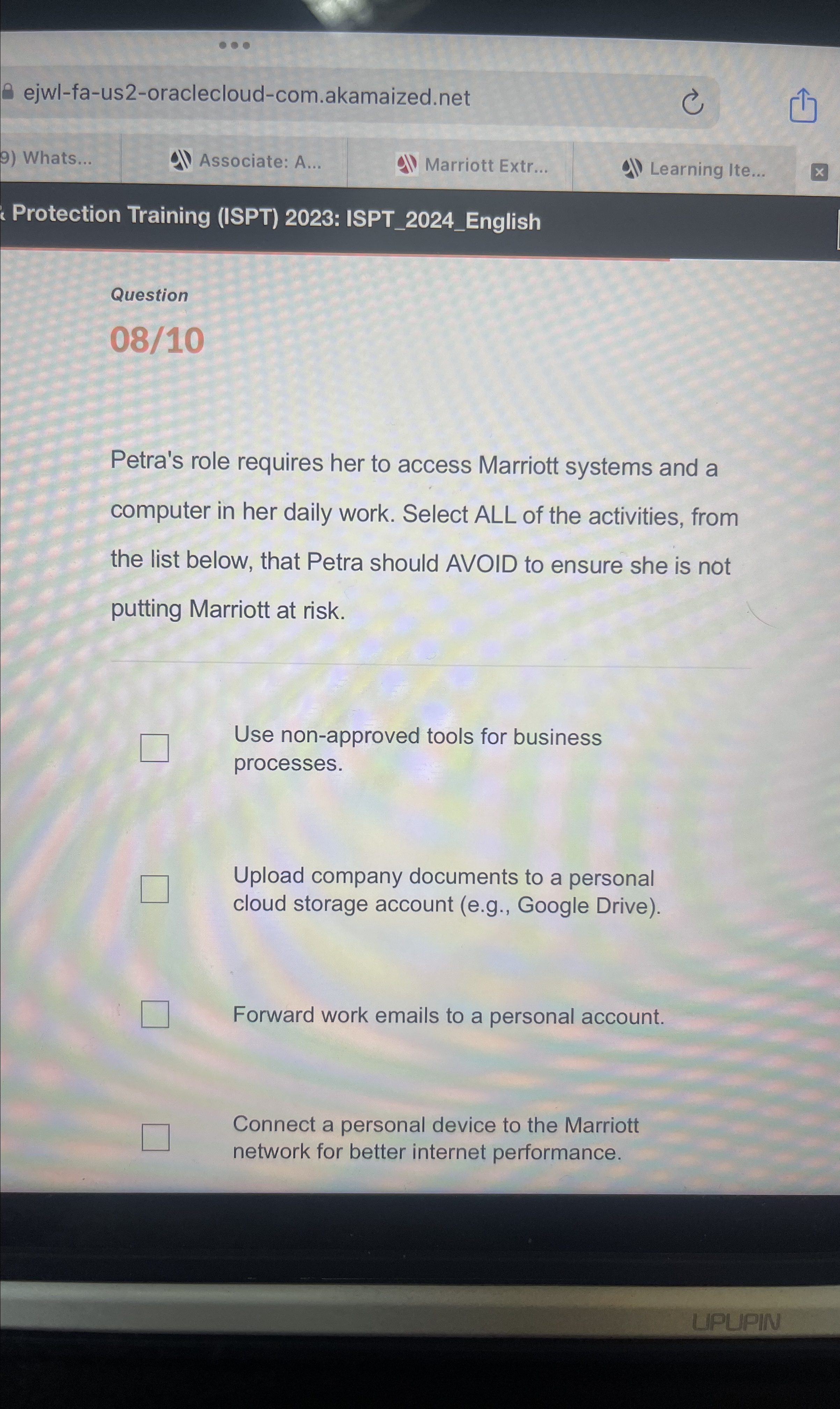  ejwl-fa-us2-oraclecloud-com.akamaized.net Whats... Associate: A... Marriott Extr... Learning Ite... Protection Training (ISPT)2023: