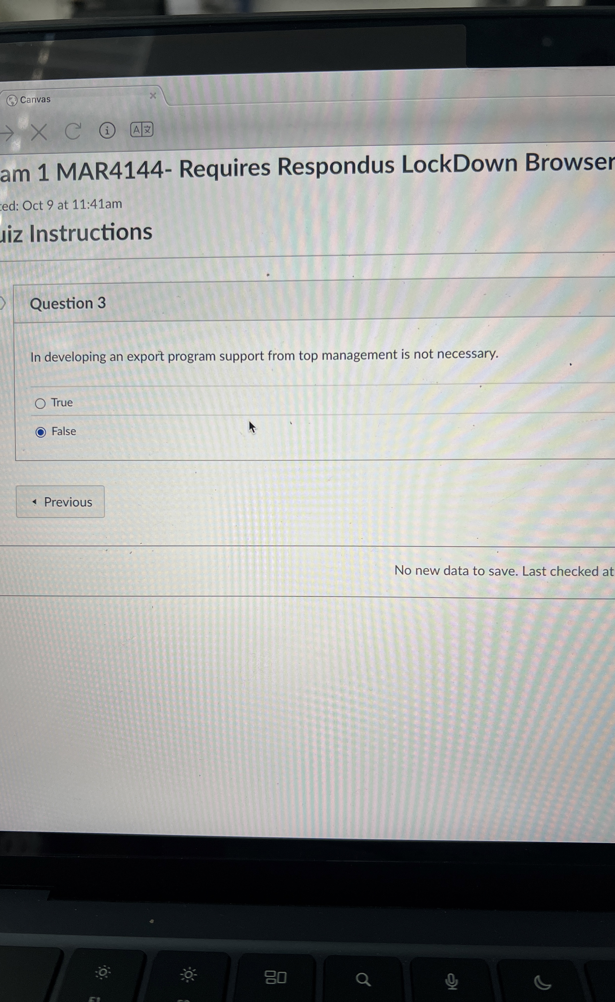  Question 3 In developing an export program support from top management