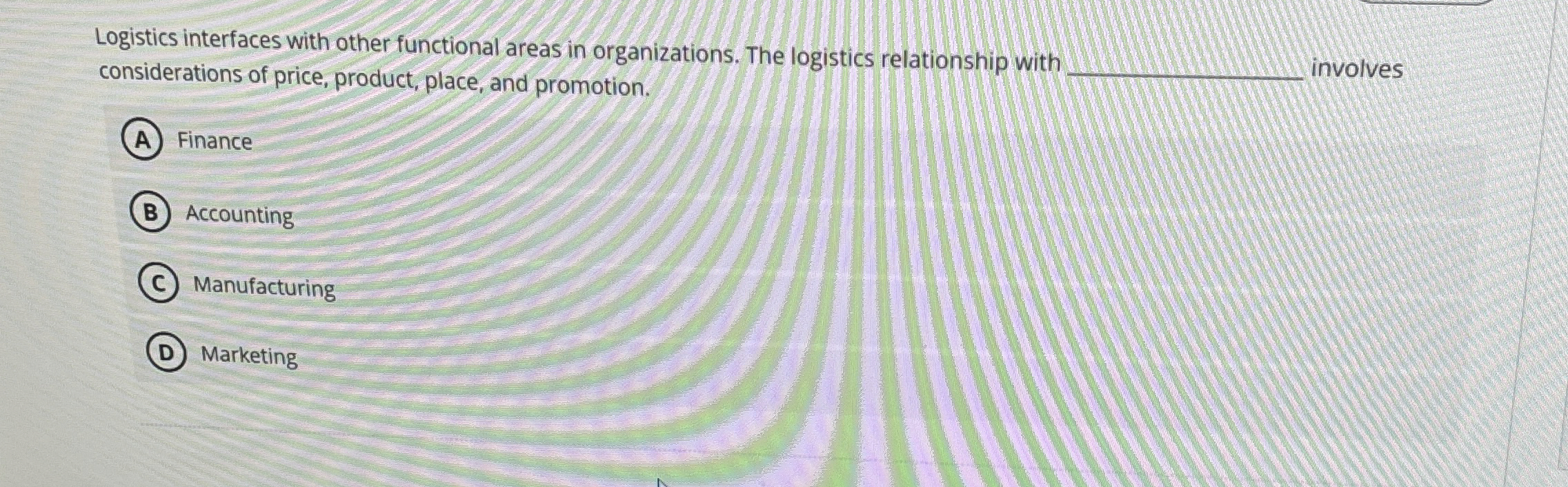  Logistics interfaces with other functional areas in organizations. The logistics relationship