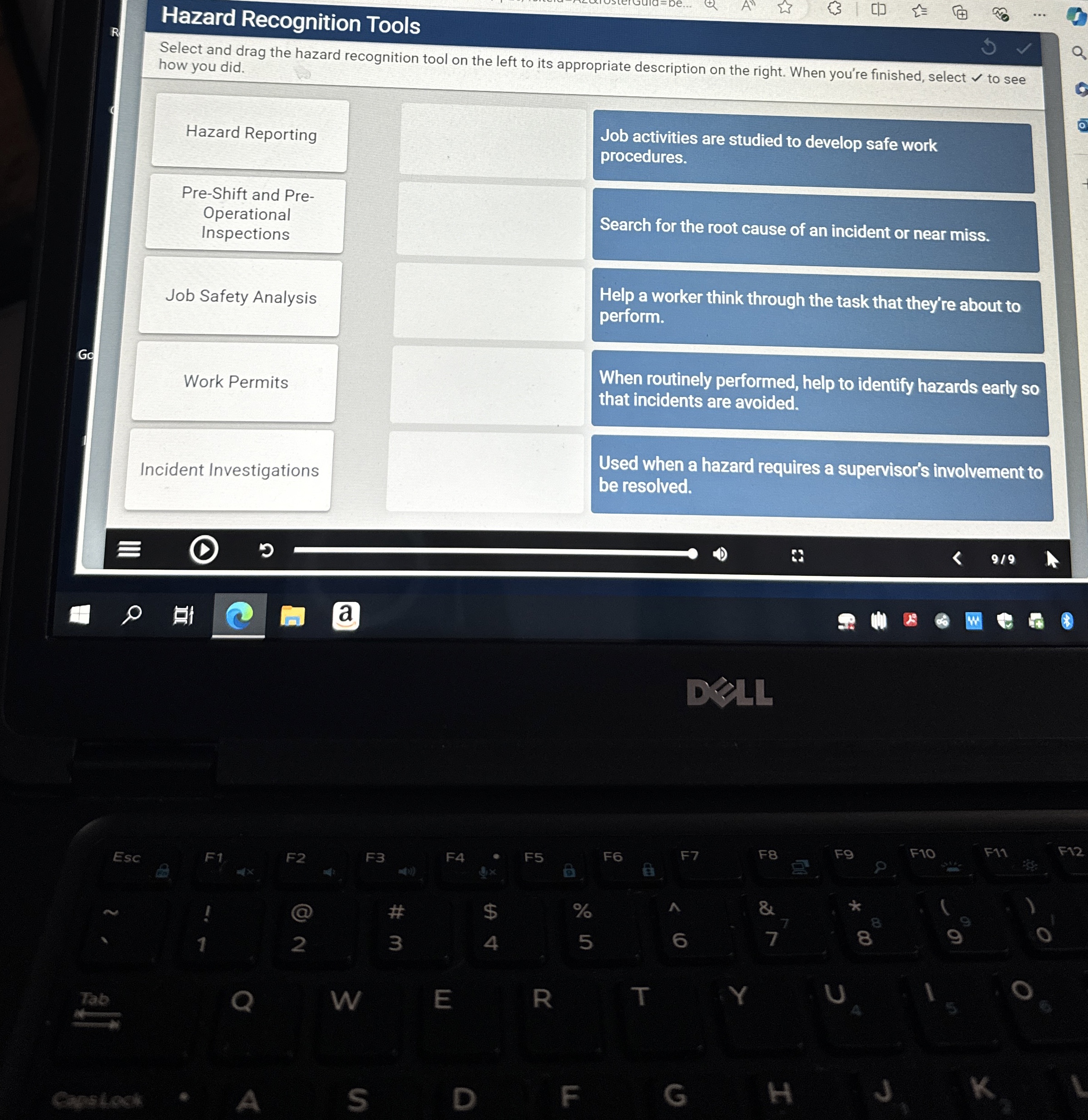  Hazard Recognition Tools Select and drag the hazard recognition tool on