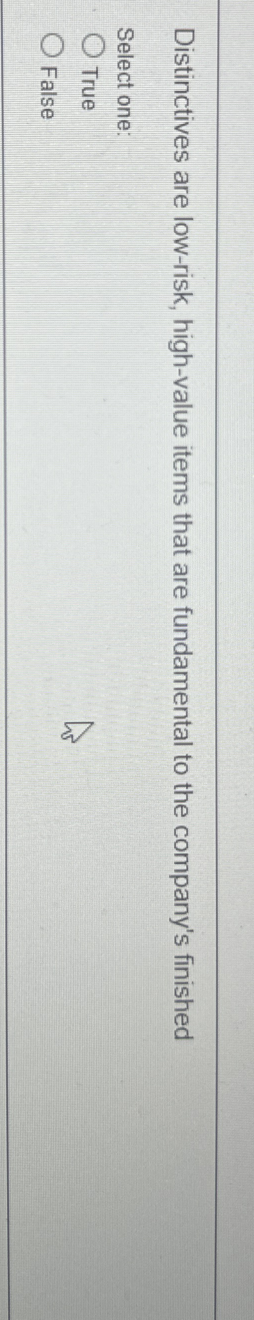 Distinctives are low-risk, high-value items that are fundamental to the company's
