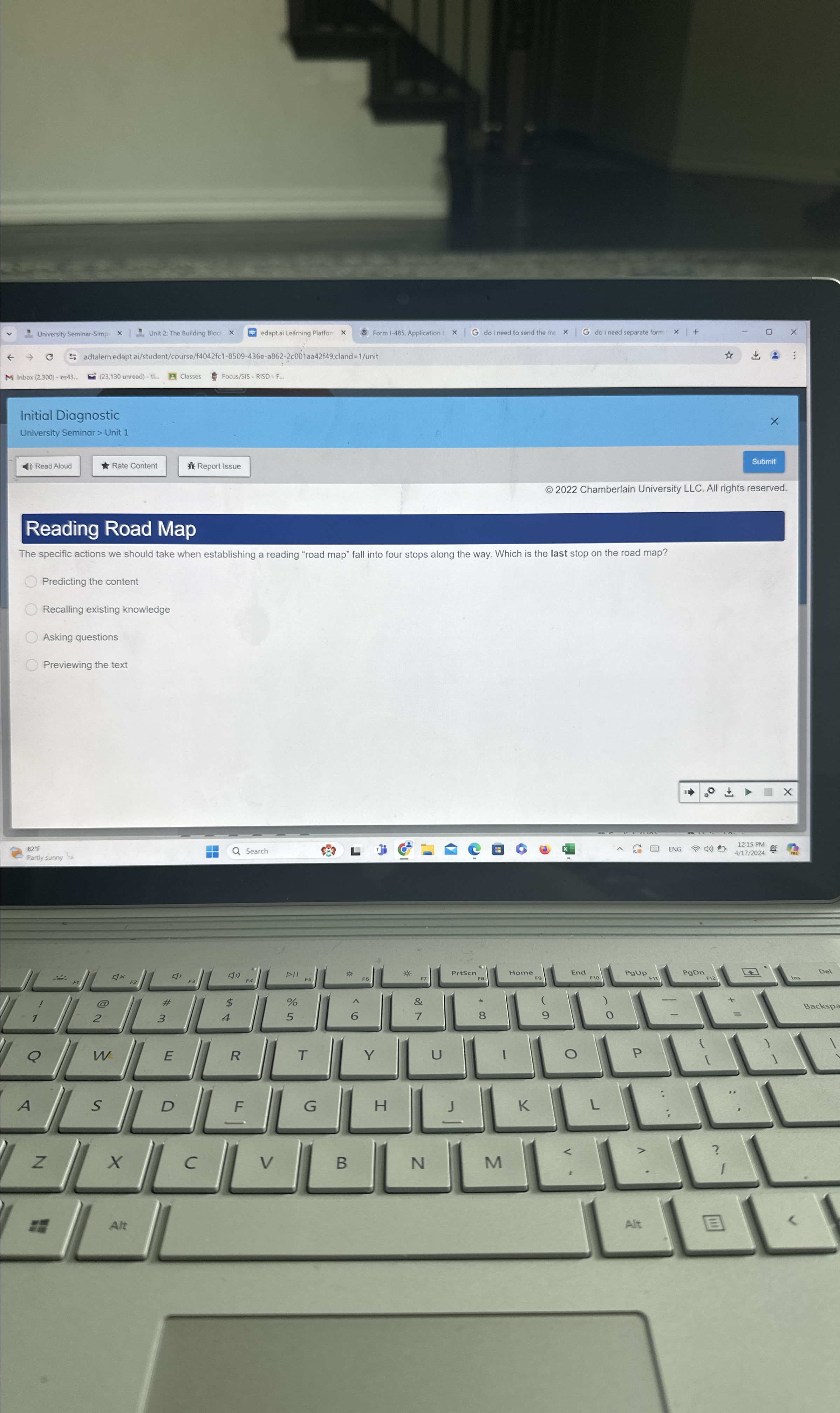  Initial Diagnostic University Seminar > Unit 1 C 2022 Chamberlain University