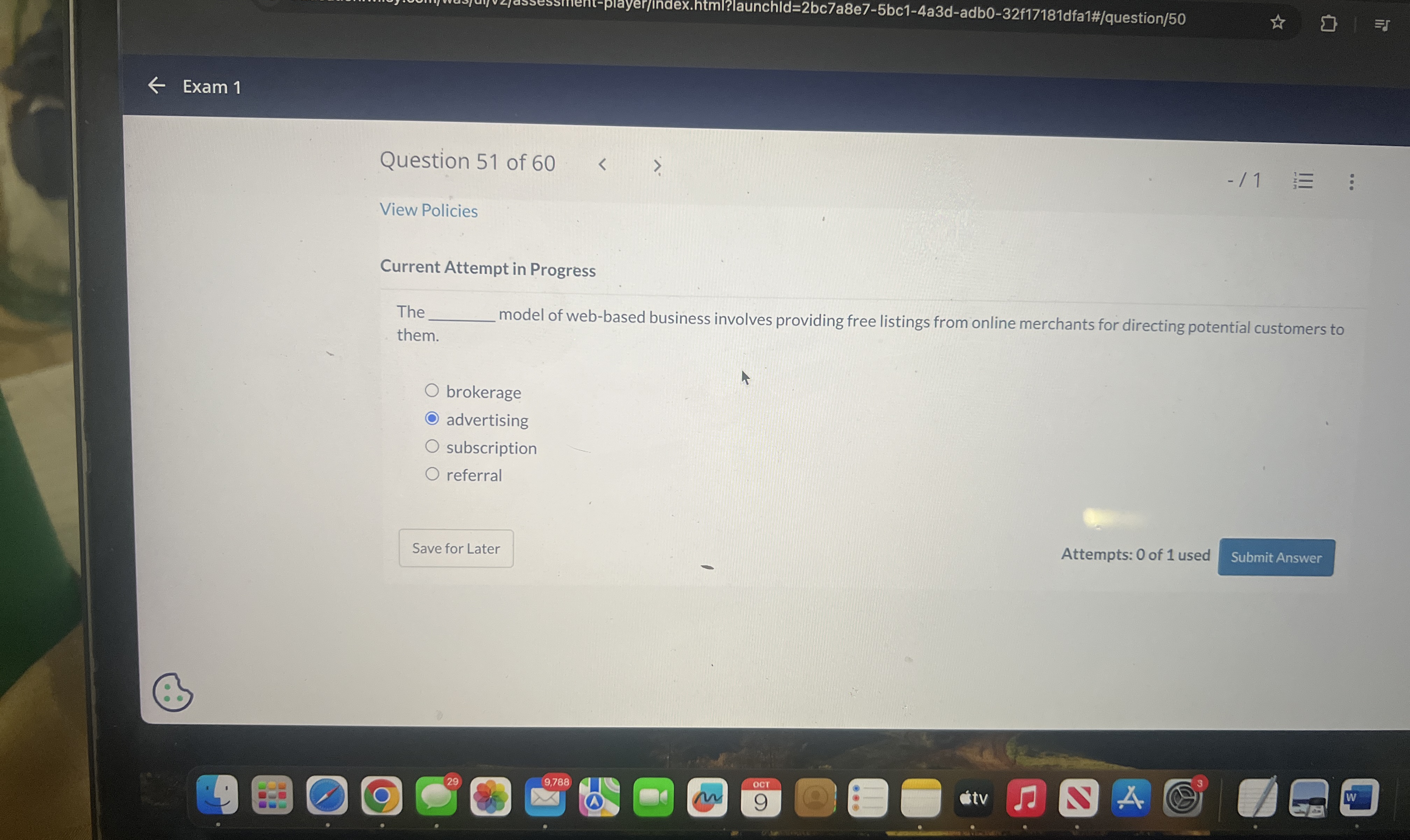  Current Attempt in Progress The _ model of web-based business involves