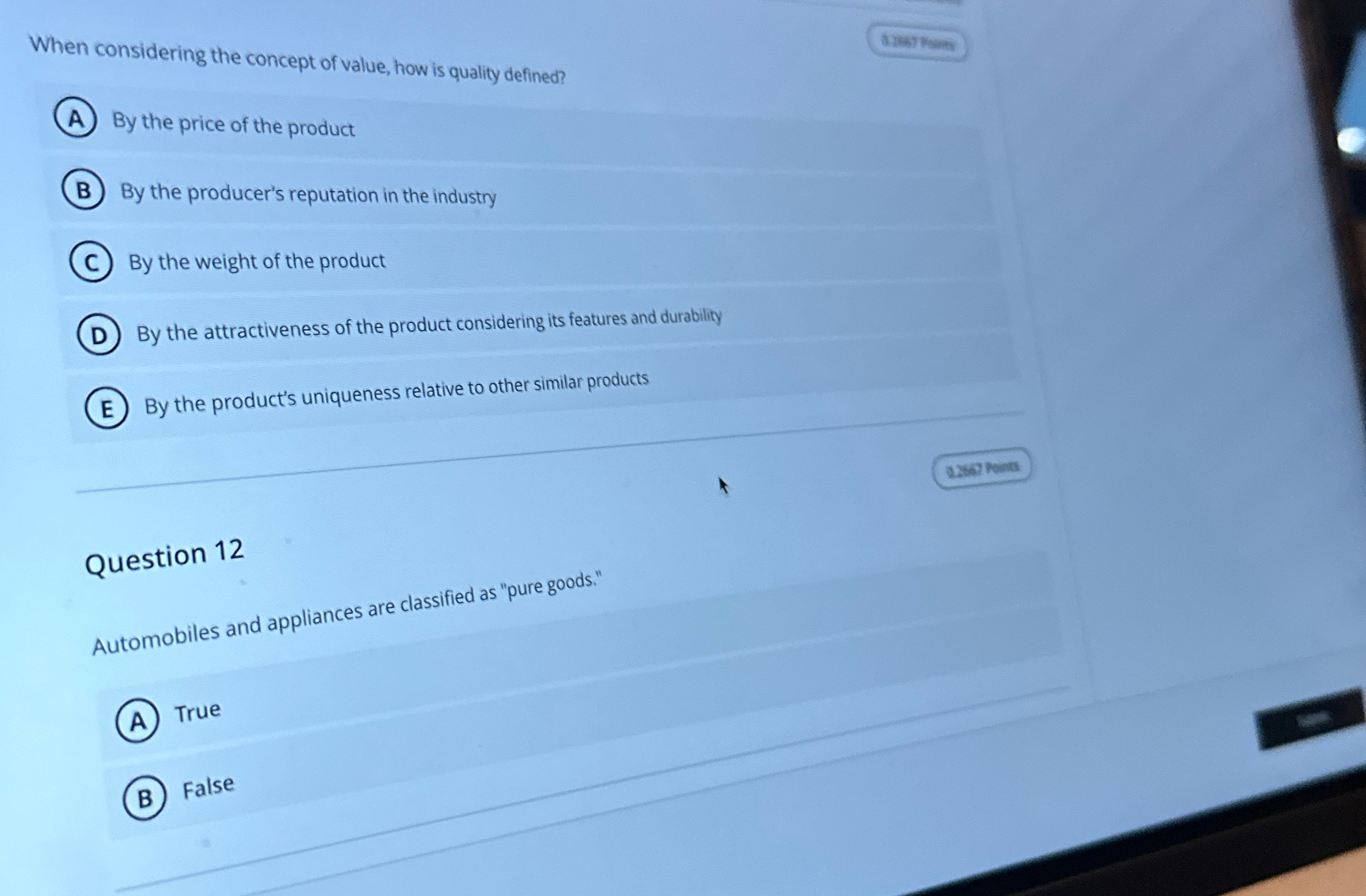  When considering the concept of value, how is quality defined? By