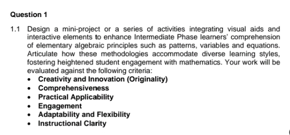  Question 1 1.1 Design a mini-project or a series of activities