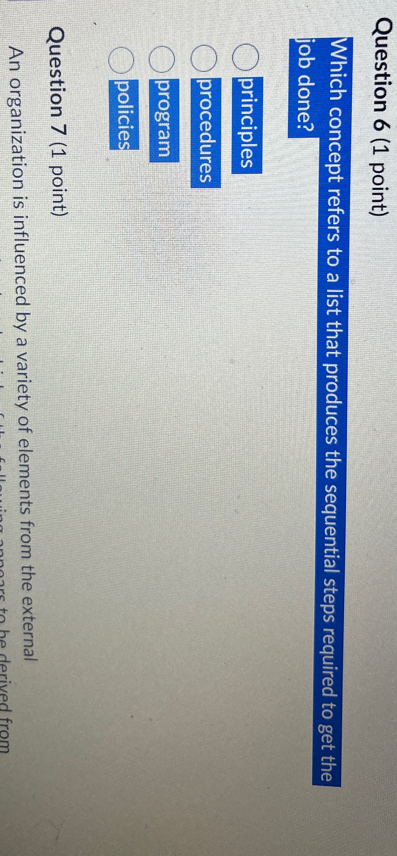  Question 6(1 point) Which concept refers to a list that produces