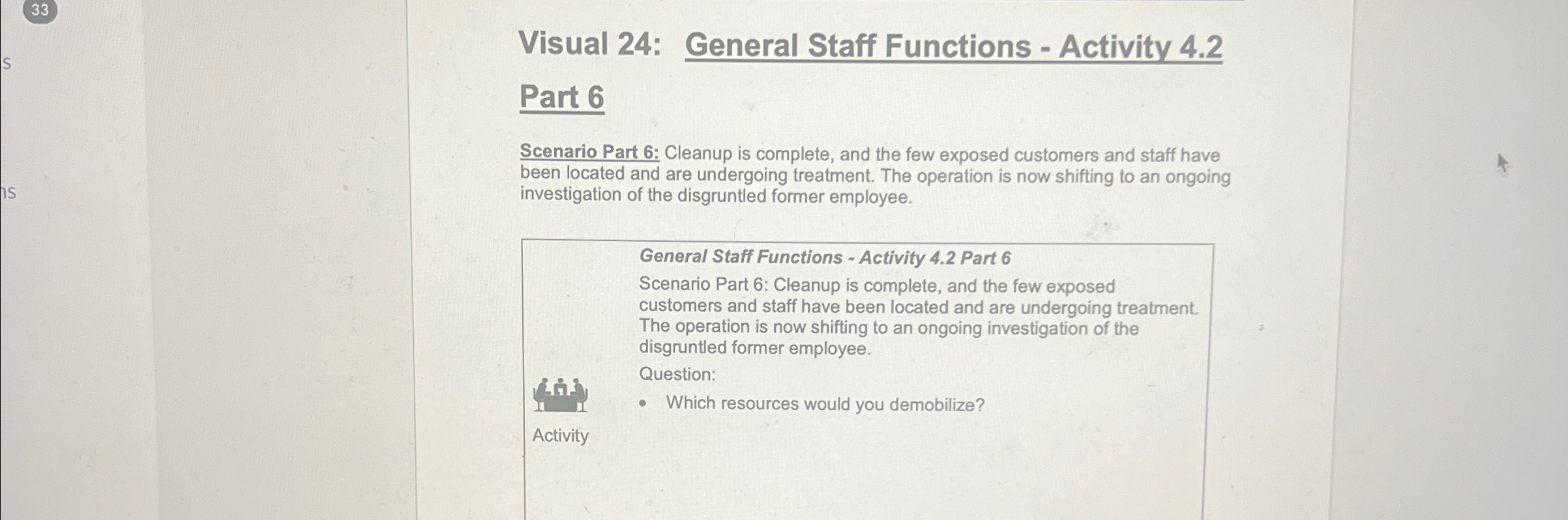  Visual 24: , General Staff Functions - Activity 4.2 Part 6