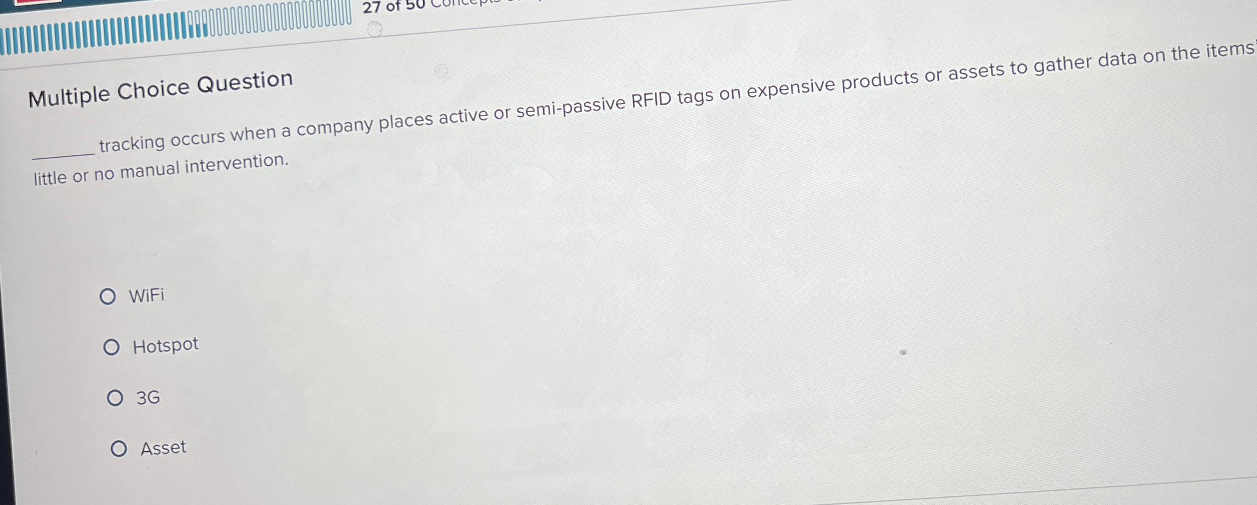  Multiple Choice Question tracking occurs when a company places active or