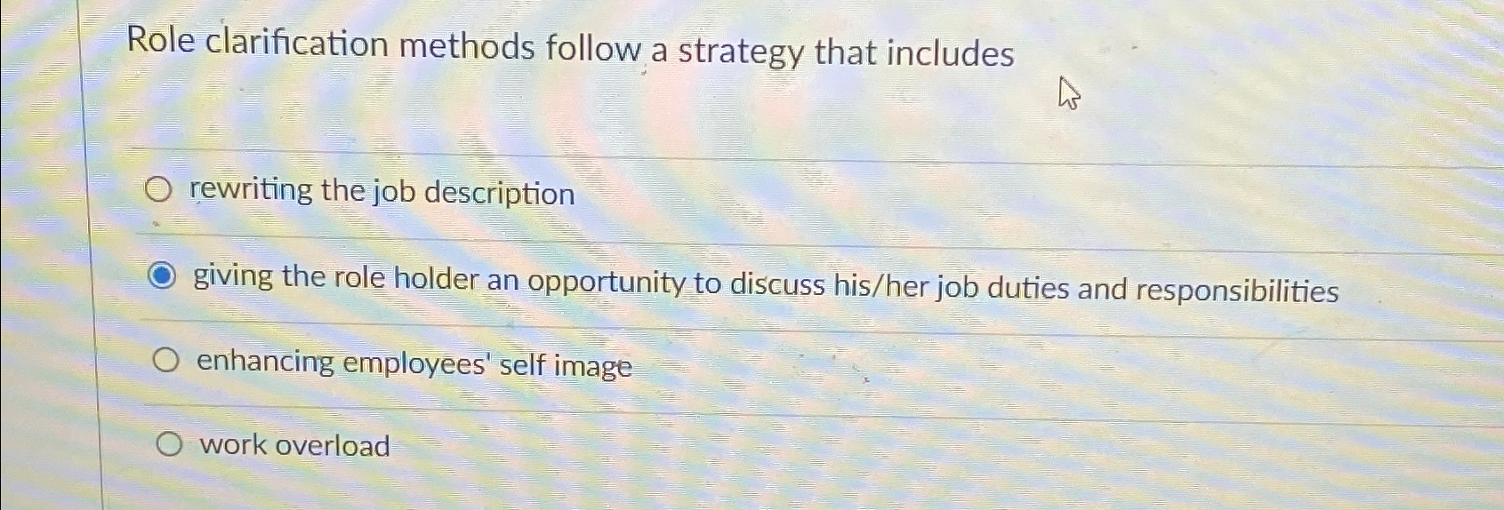  Role clarification methods follow a strategy that includes rewriting the job