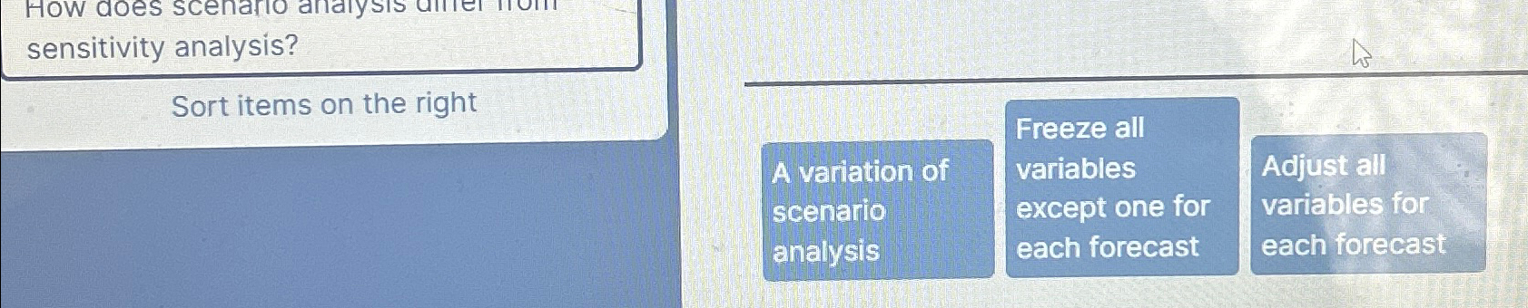  sensitivity analysis? Sort items on the right Freeze all A variation