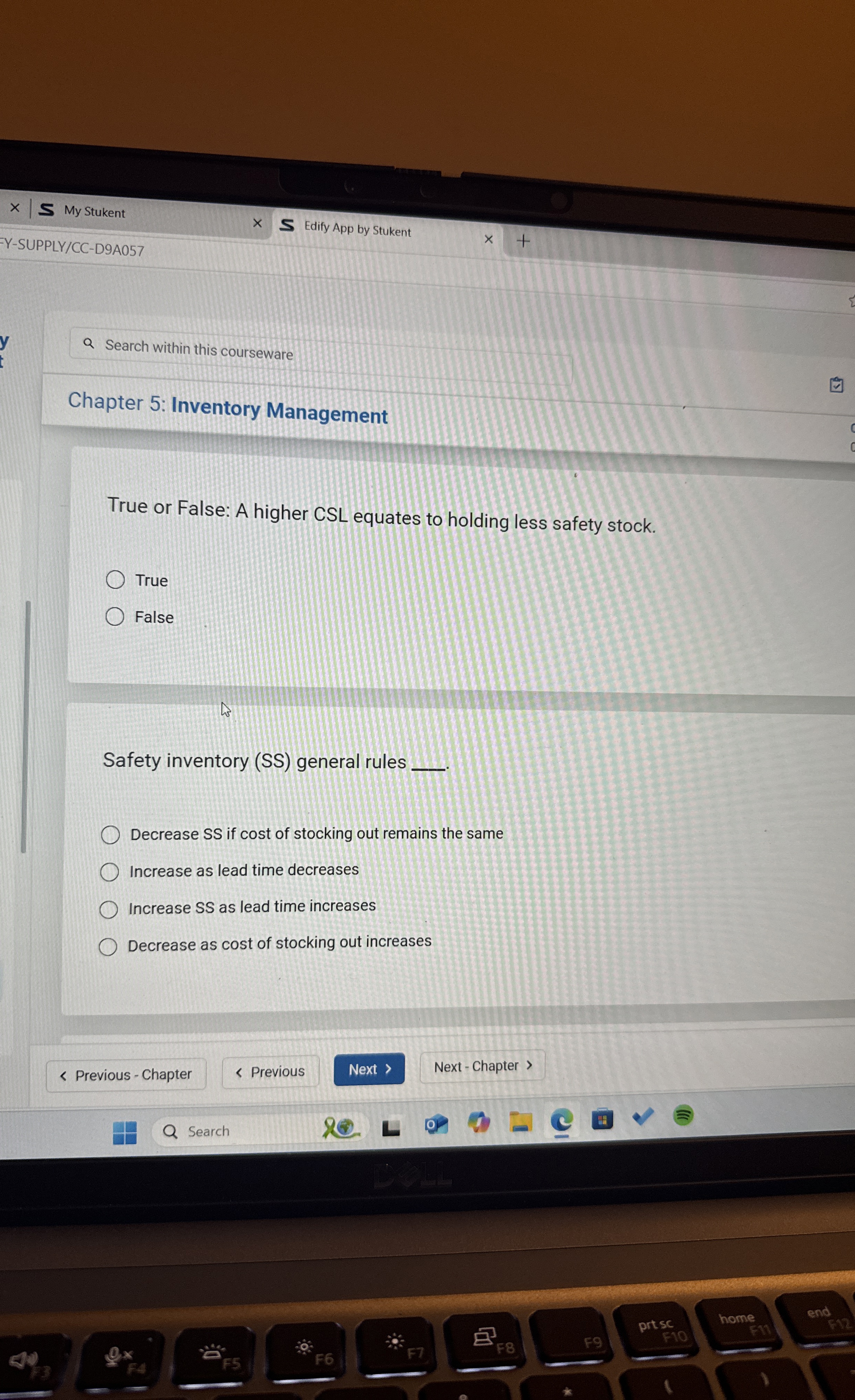  True or False: A higher CSL equates to holding less safety
