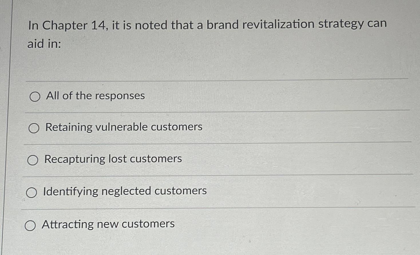  In Chapter 14, it is noted that a brand revitalization strategy