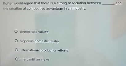  Porter would agree that there is a strong association between q,