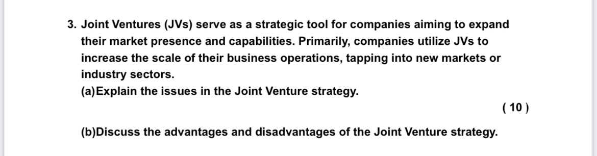  Joint Ventures (JVs) serve as a strategic tool for companies aiming