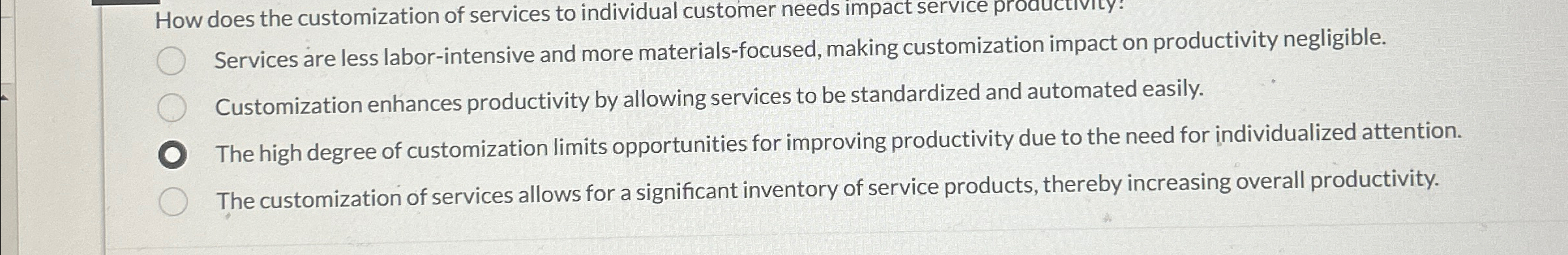  How does the customization of services to individual customer needs impact