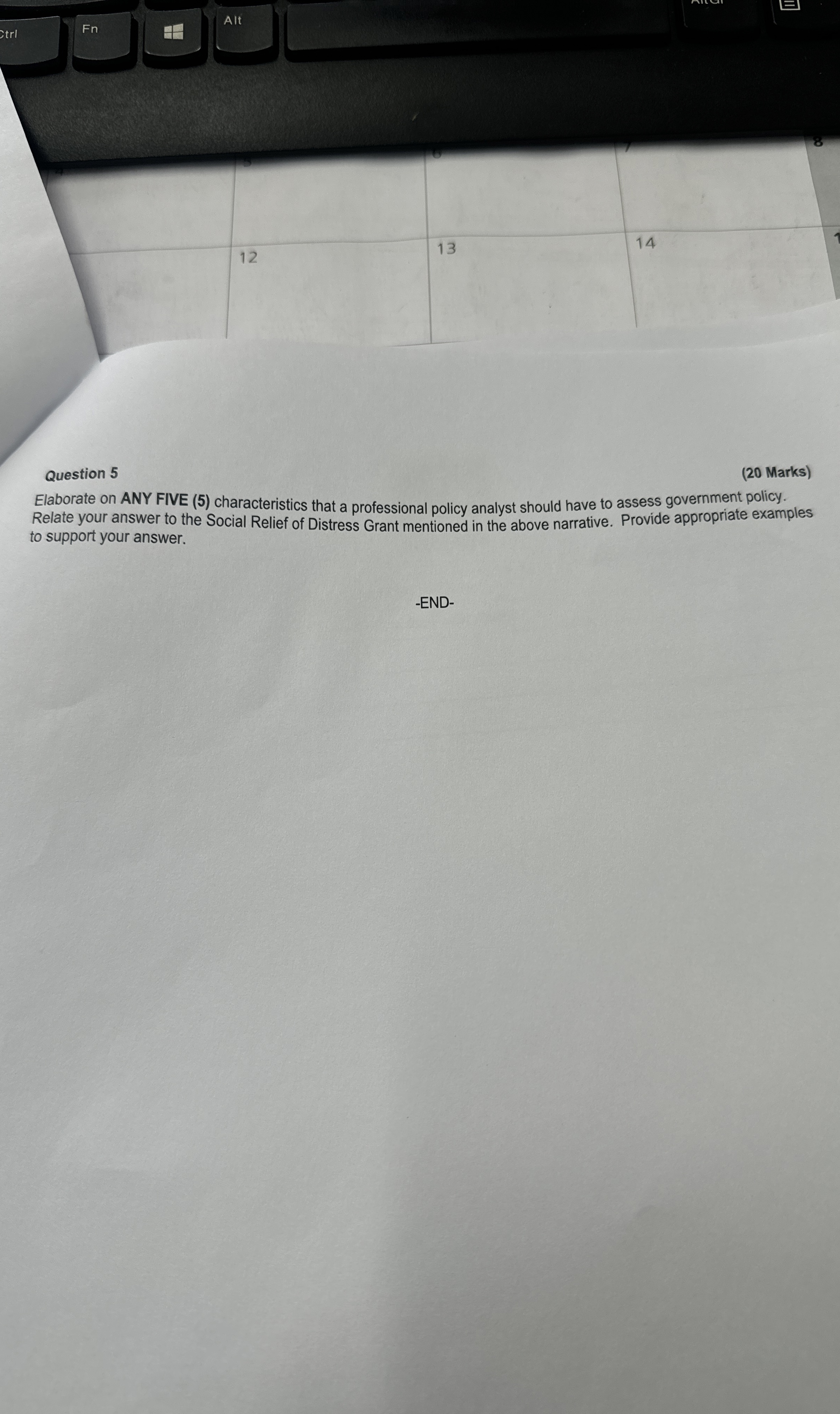  Fn Alt 4 12 13 14 Question 5 (20 Marks) Elaborate