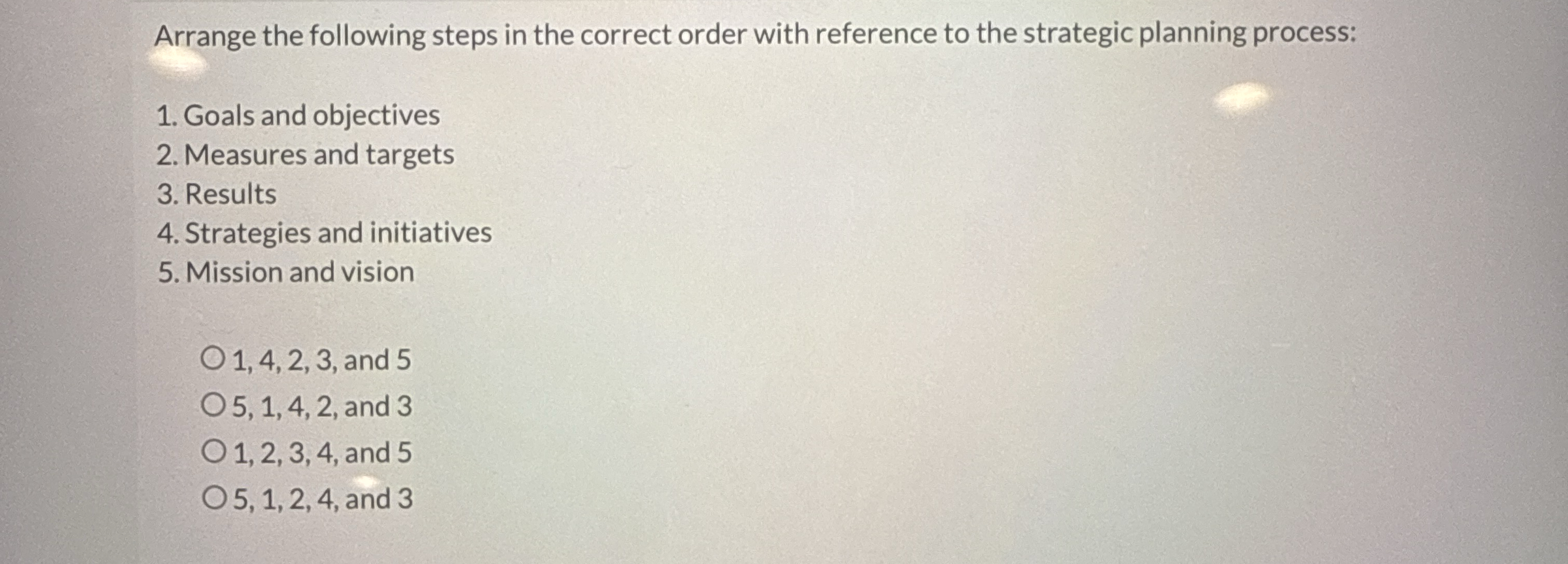  Arrange the following steps in the correct order with reference to