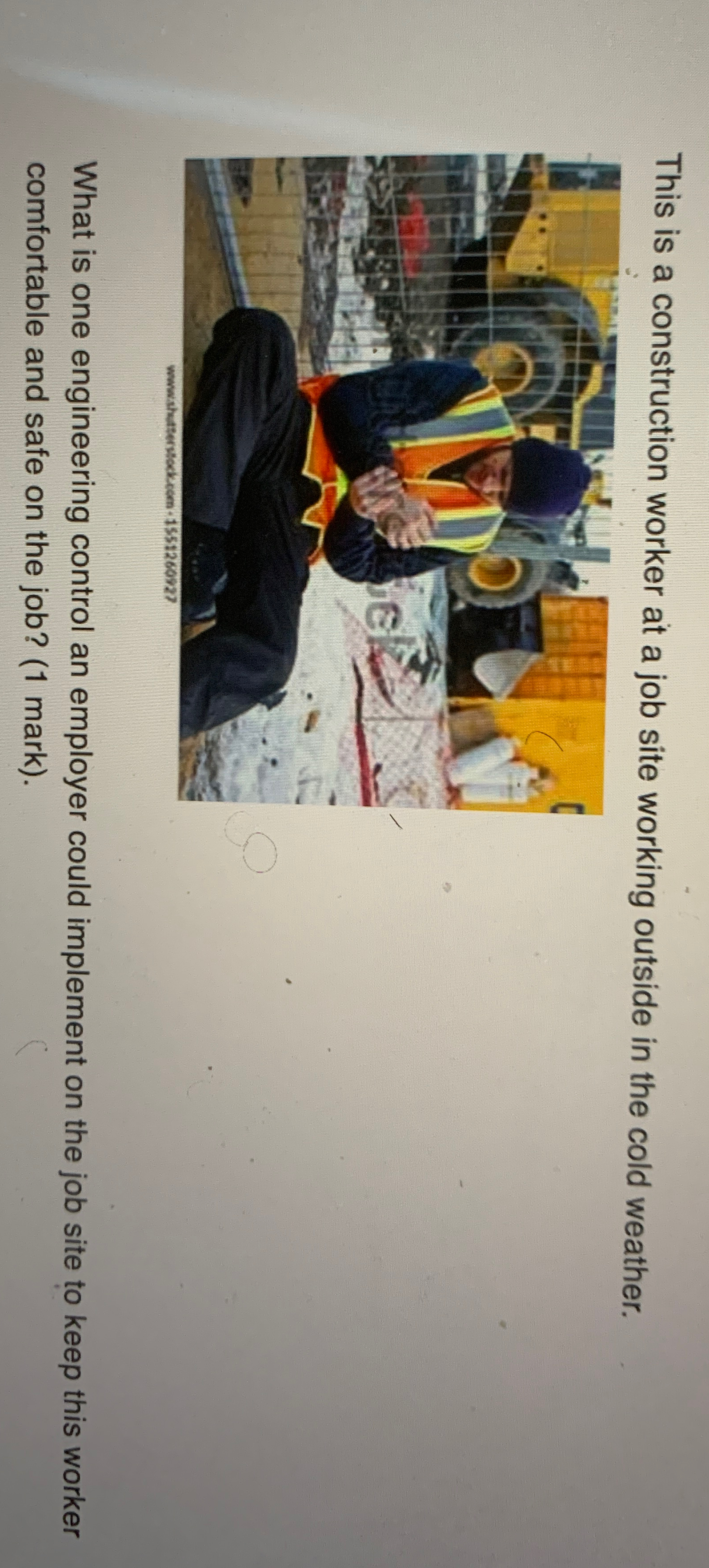  This is a construction worker at a job site working outside