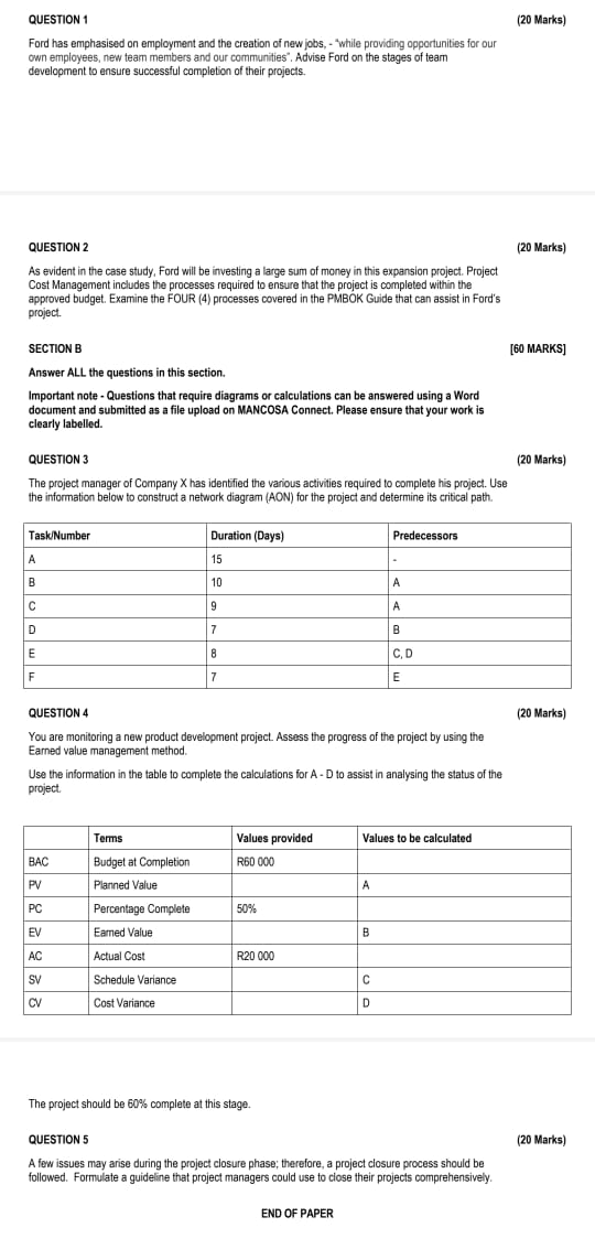  SECTION A [40 MARKS] Read the case study below and answer