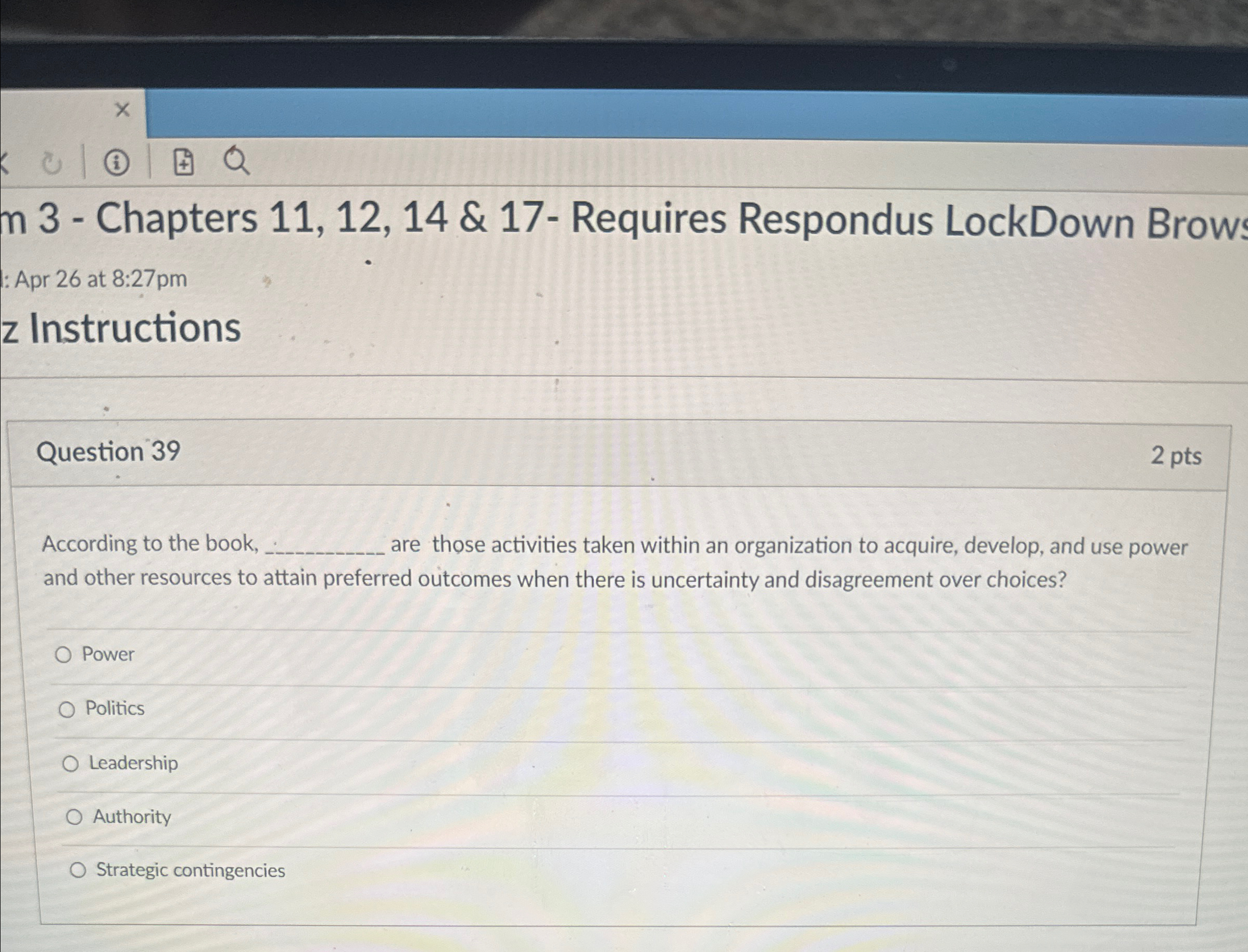  m 3- Chapters 11,12,14 & 17- Requires Respondus LockDown Brows :