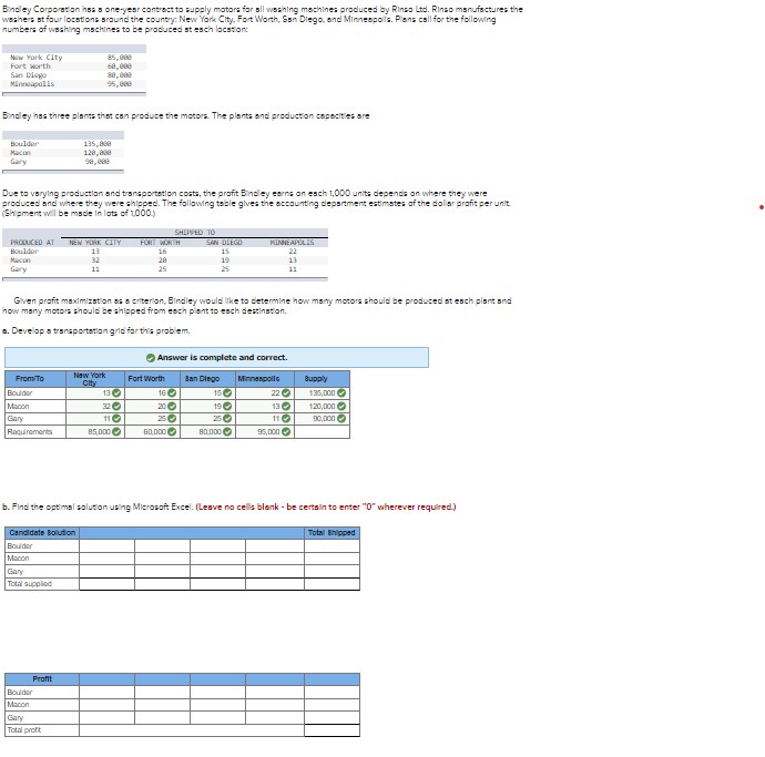  Problem 15-7(Algo) Bindley Corporation has a one-year contract to supply motors