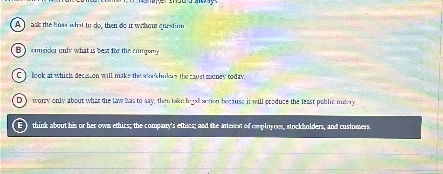  ask the boss what to do, then do it without question.