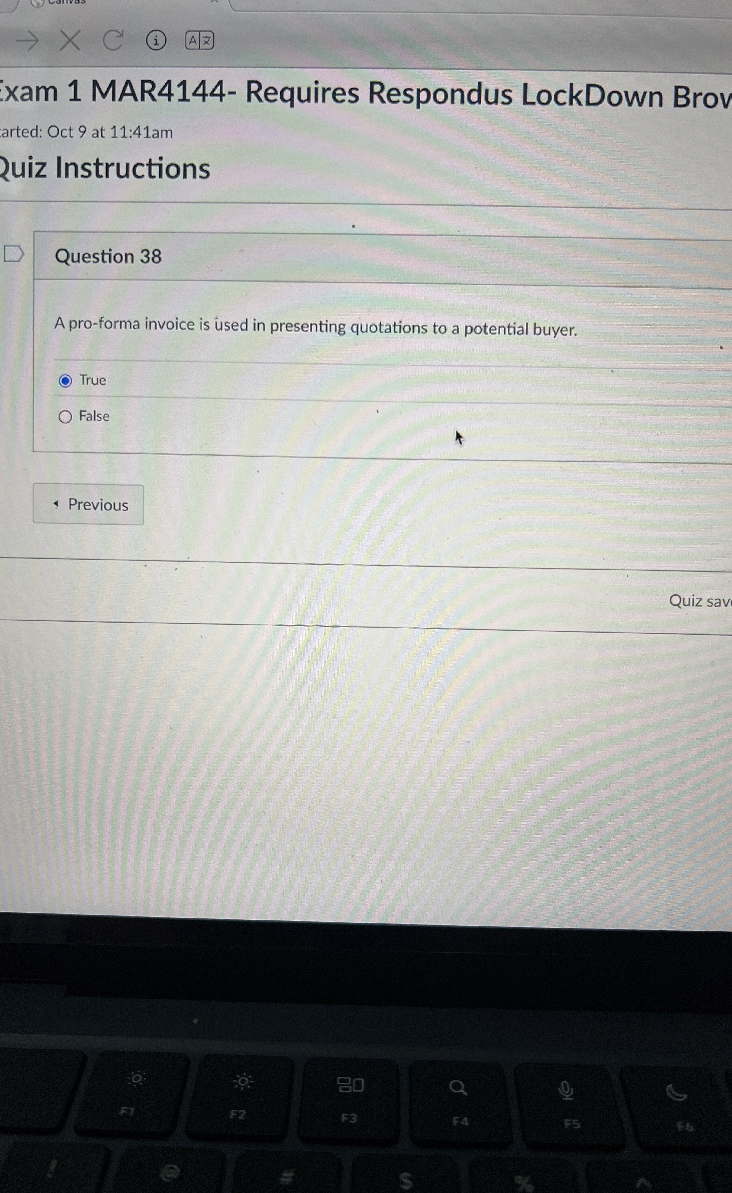  Question 38 A pro-forma invoice is used in presenting quotations to