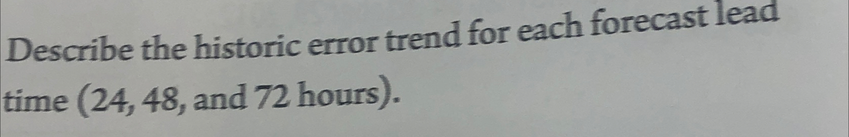  Describe the historic error trend for each forecast lead time ,