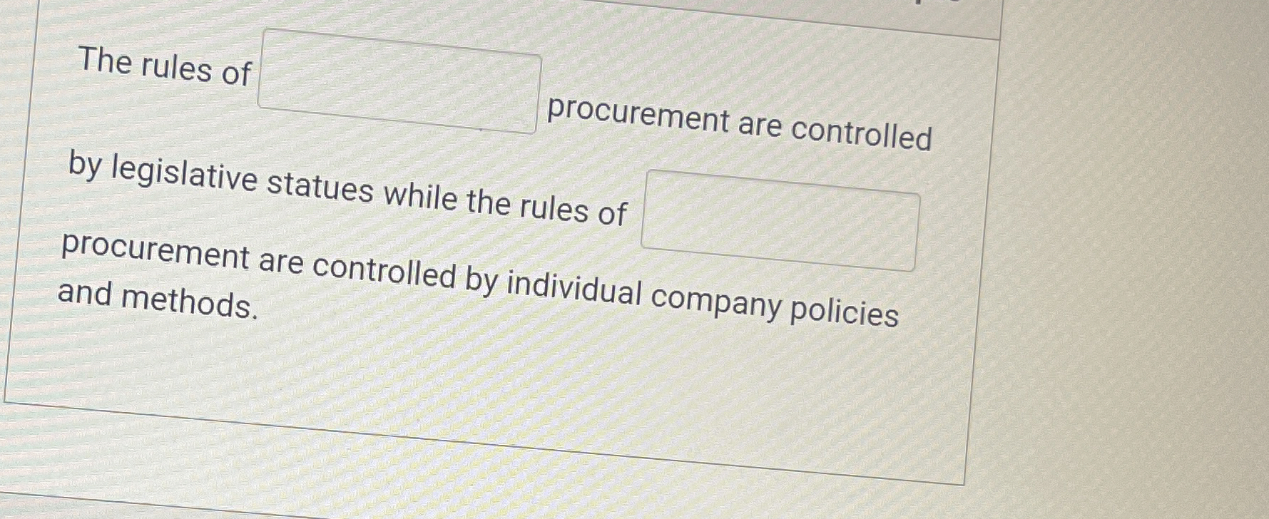  The rules of procurement are controlled by legislative statues while the