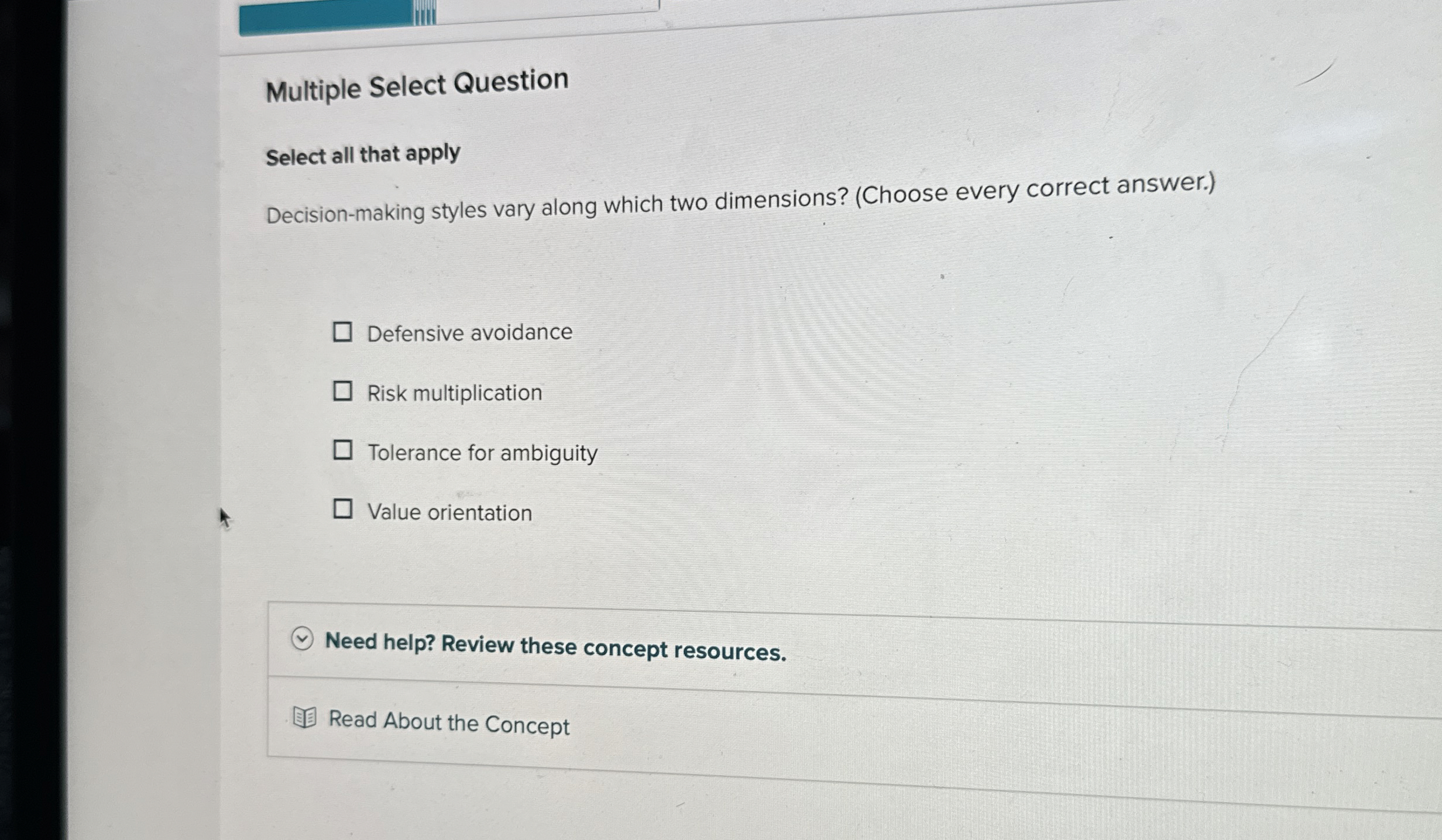  Multiple Select Question Select all that apply Decision-making styles vary along