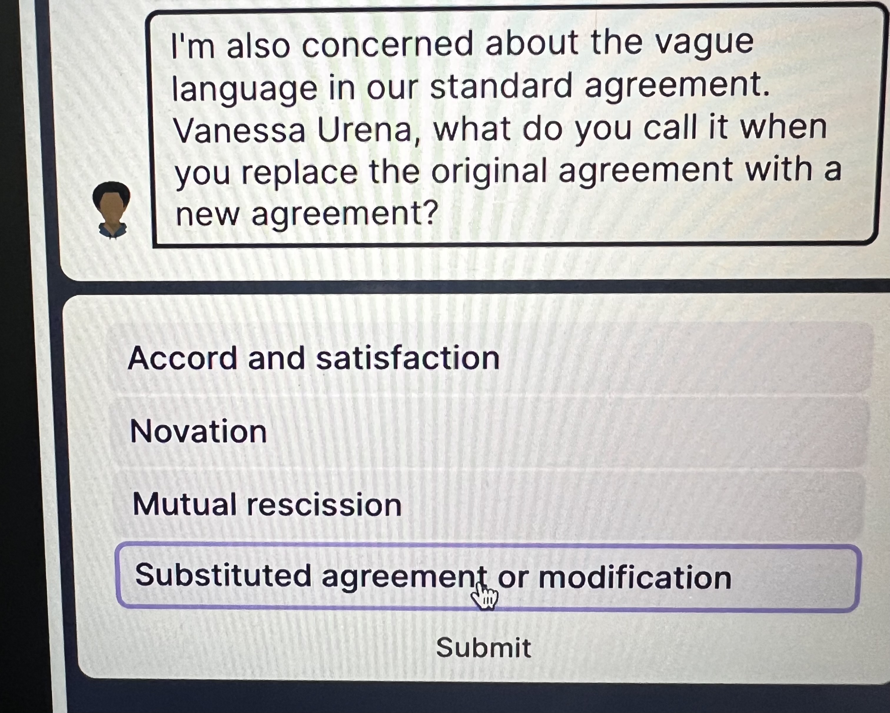  I'm also concerned about the vague language in our standard agreement.