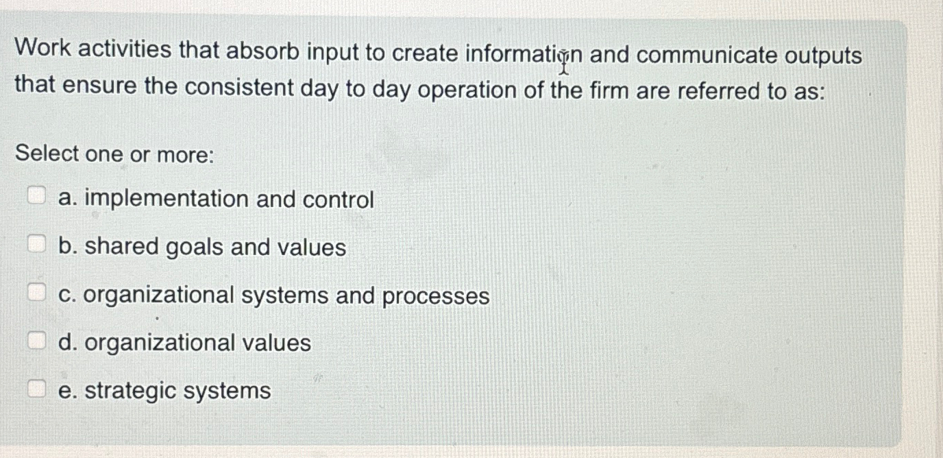  Work activities that absorb input to create informationn and communicate outputs