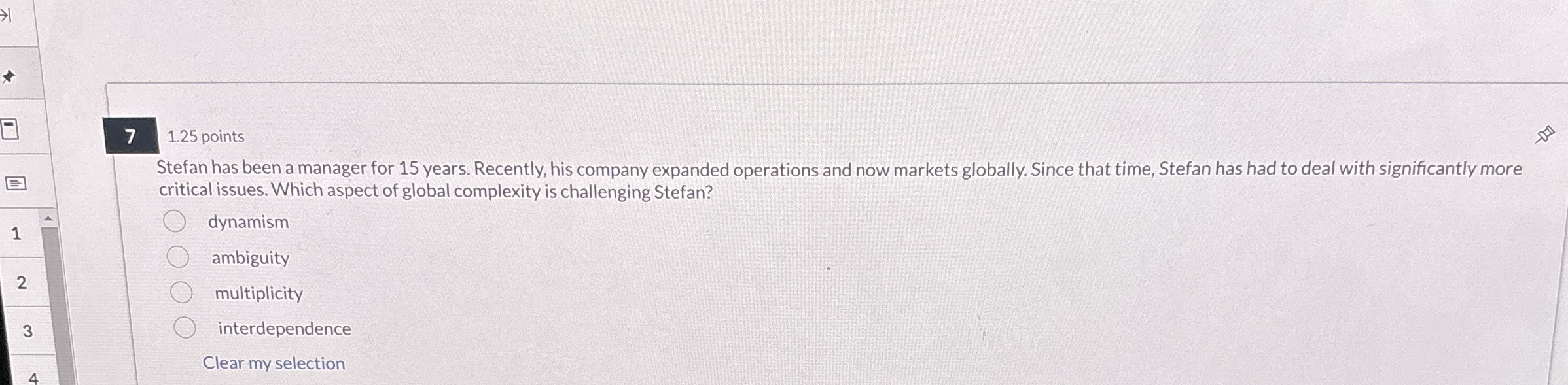  7 1.25 points Stefan has been a manager for 15 years.