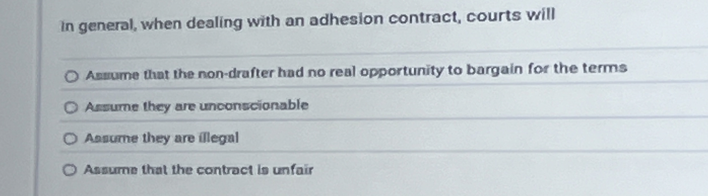  in general, when dealing with an adhesion contract, courts will Aazume
