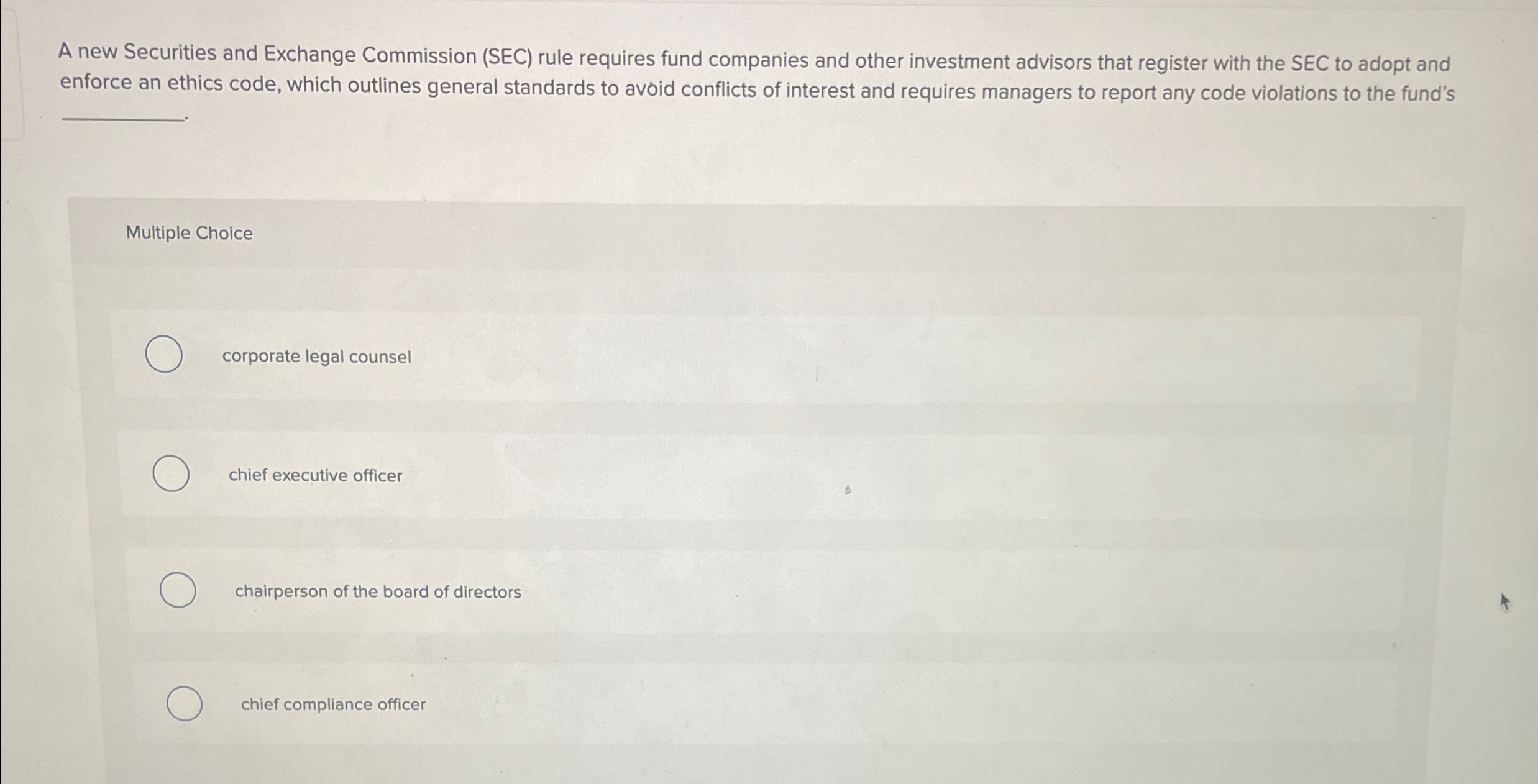  A new Securities and Exchange Commission (SEC) rule requires fund companies