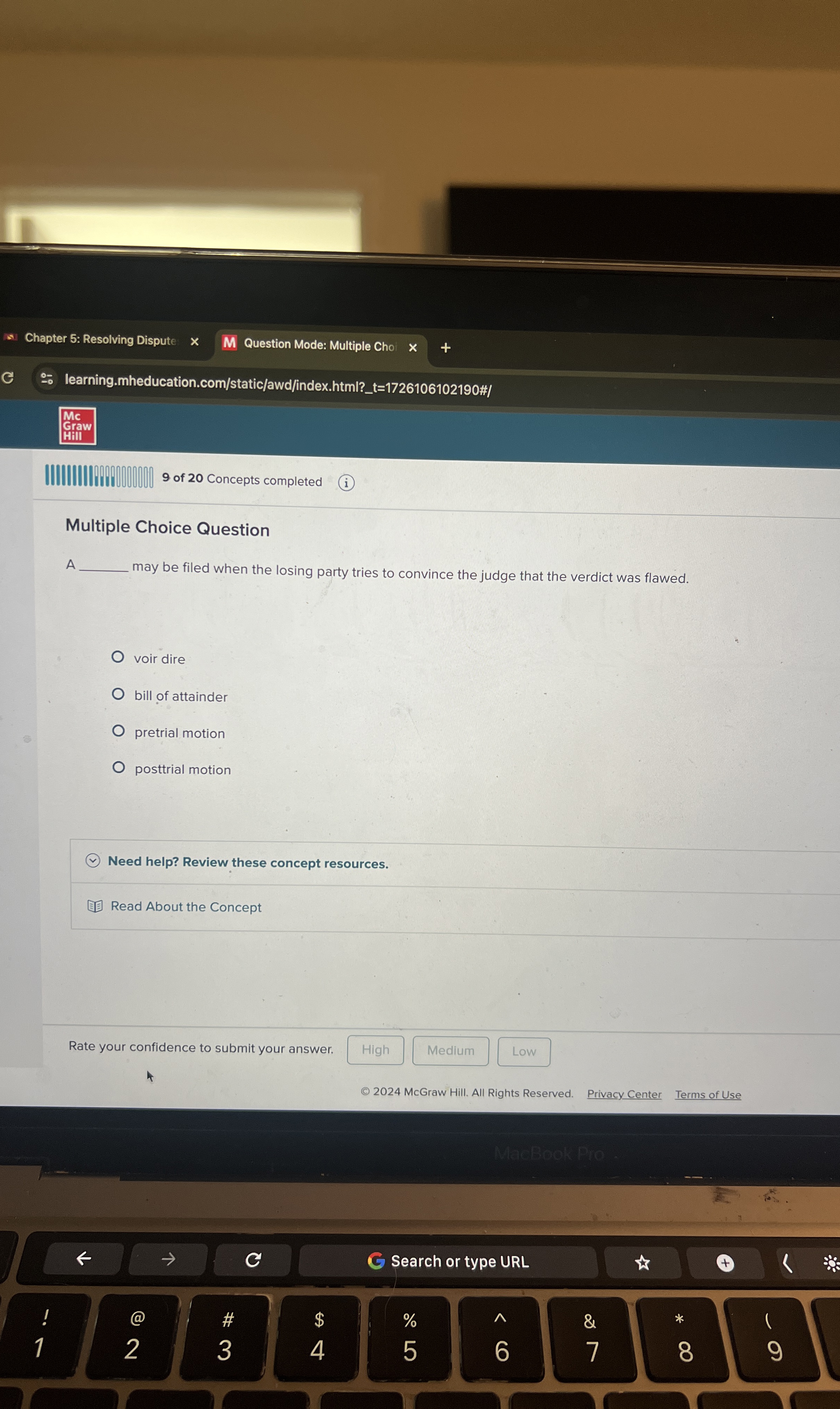 Multiple Choice Question A nay be filed when the losing party