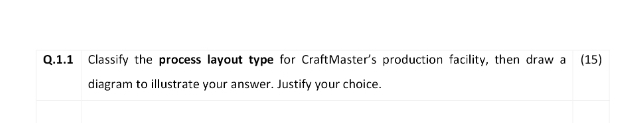  Q.1.1 Classify the process layout type for CraftMaster's production facility, then