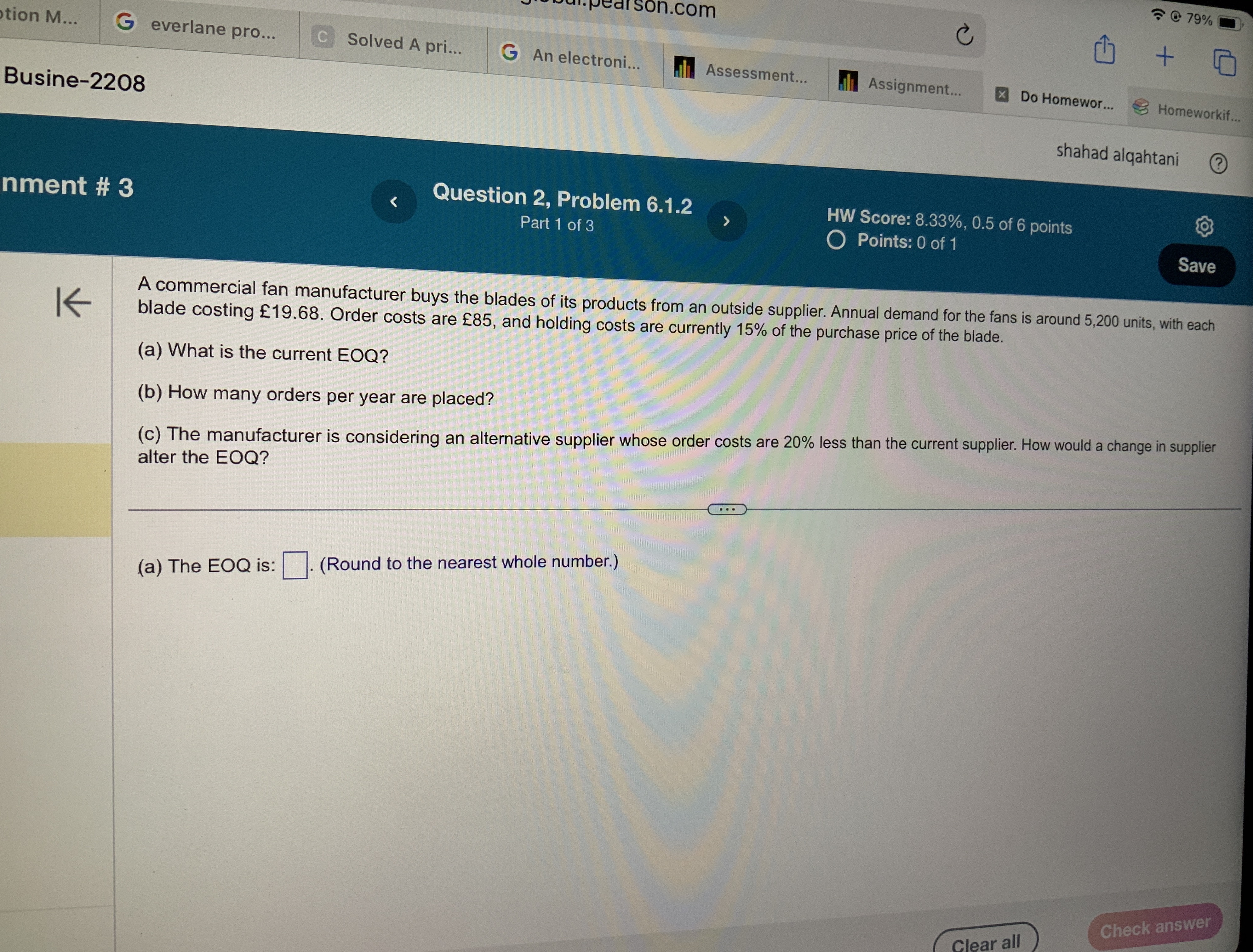  tion M... everlane pro... C Solved A pri... An electroni... Assessment..
