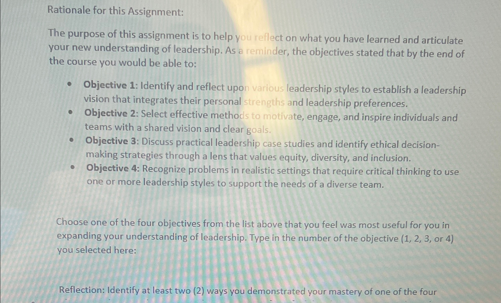  Rationale for this Assignment: The purpose of this assignment is to