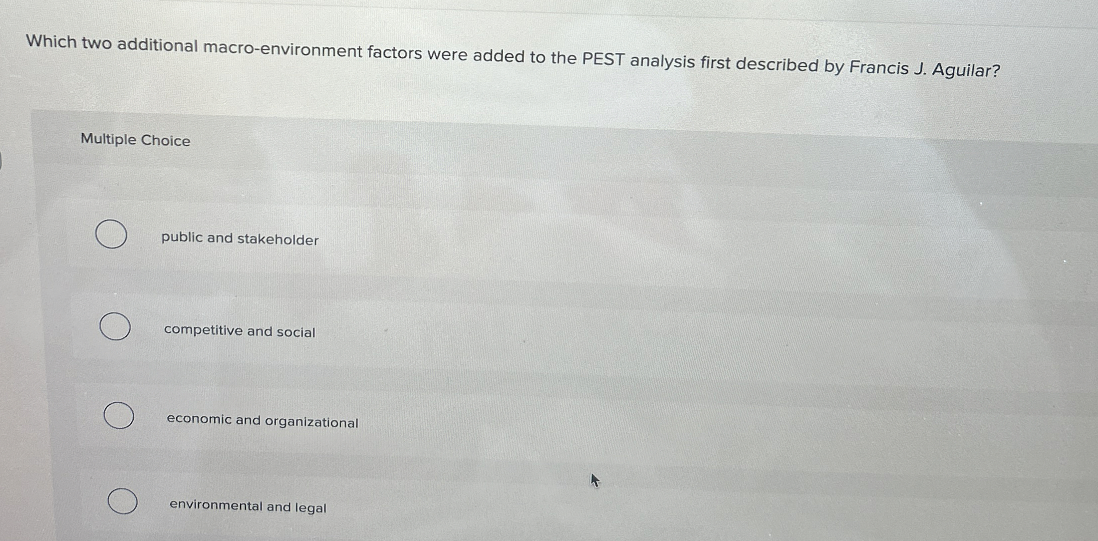  Which two additional macro-environment factors were added to the PEST analysis