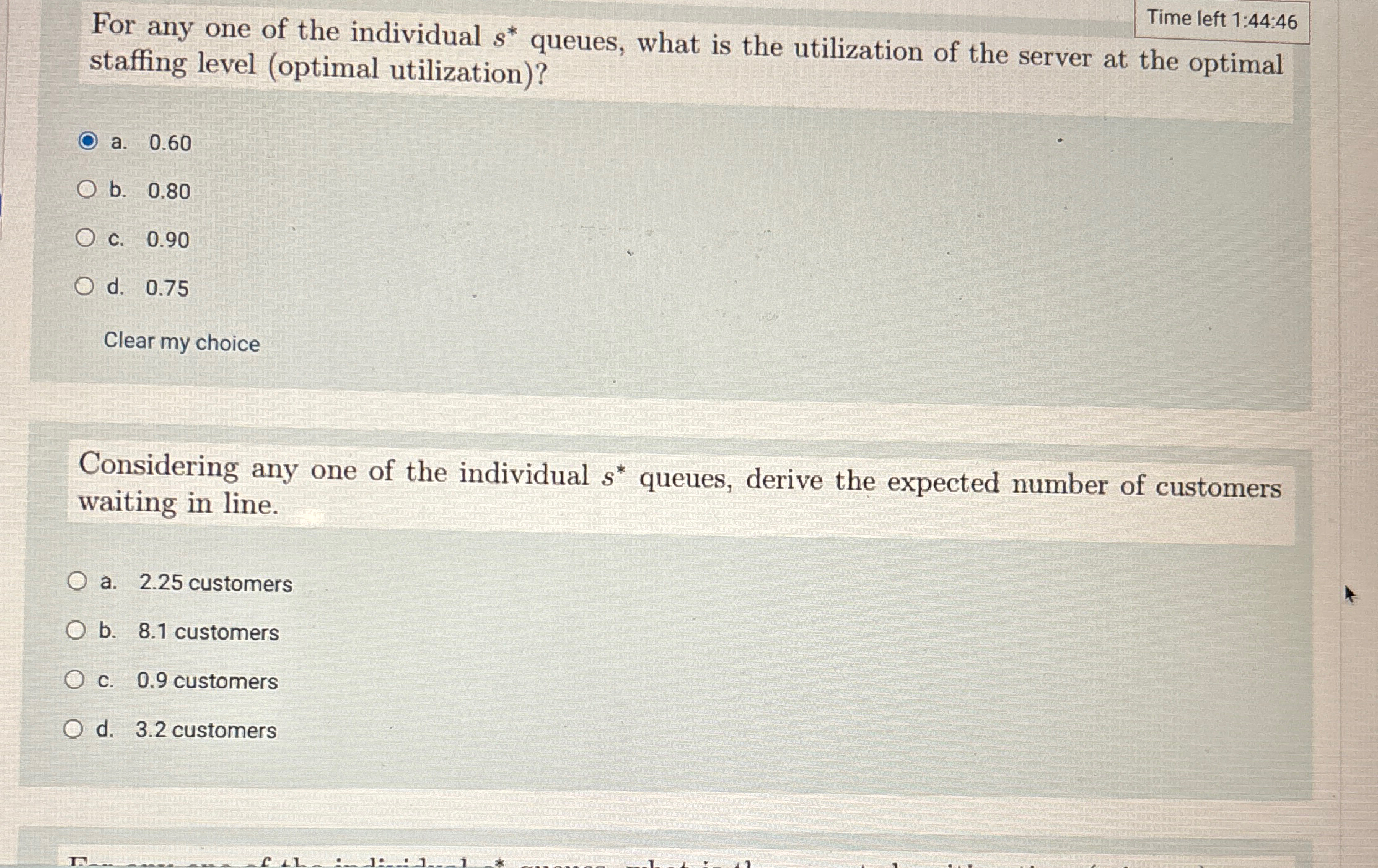  Time left 1:44:46 For any one of the individual s** queues,