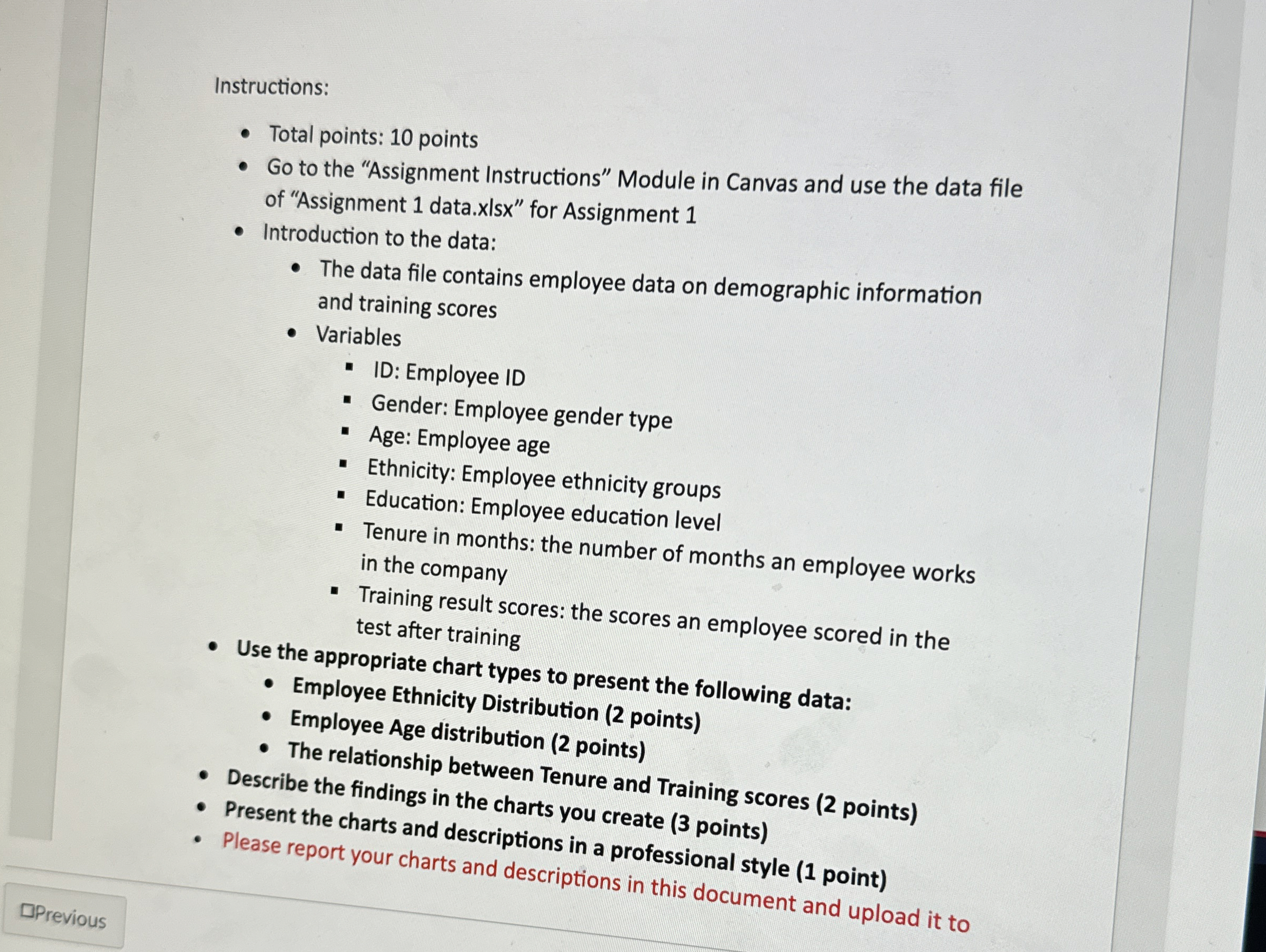  Instructions: Total points: 10 points Go to the "Assignment Instructions" Module