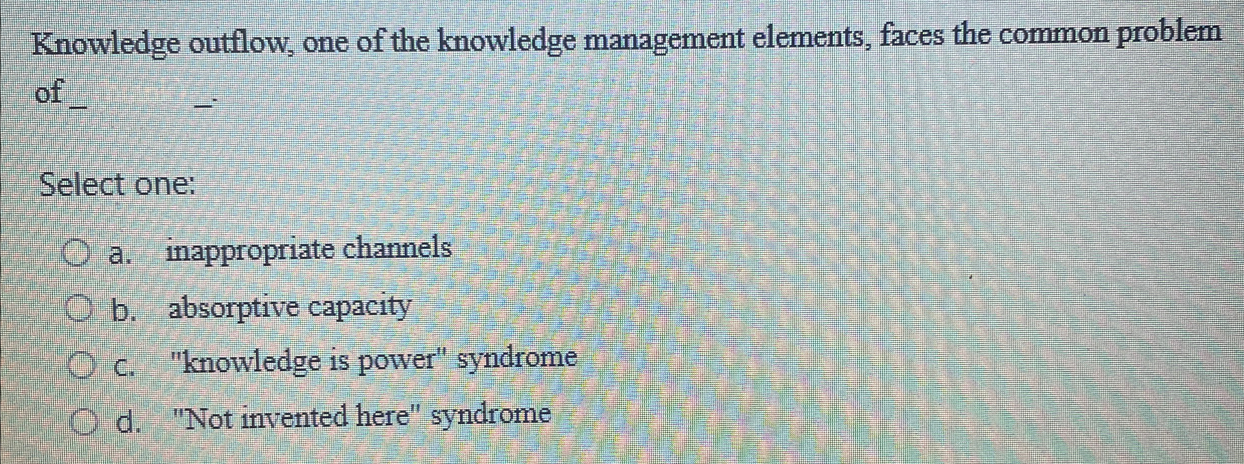  Knowledge outflow, one of the knowledge management elements, faces the common